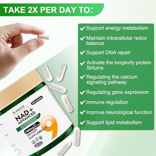 NAD Supplements,Liposomal NAD+ with Resveratrol,1400mg Per - Product Imagery