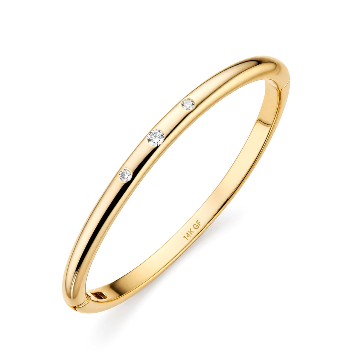 Pearich 14K Gold Filled Bangle Bracelet For Women, Small Wrist, 6.5 In – Classic Triple, 6.5 Inch