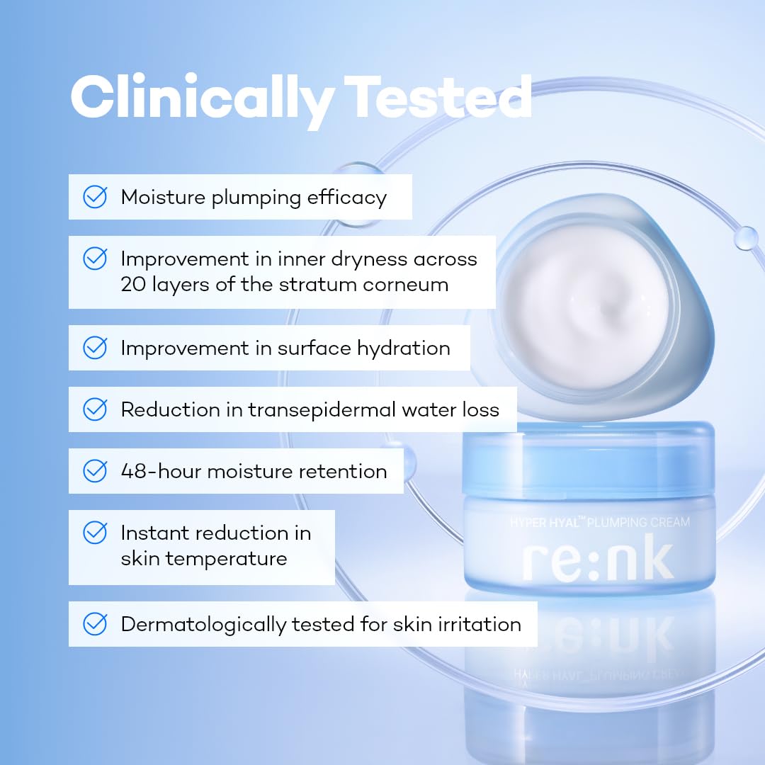 Re: NK re:nk (renk) Hyper Hyal Plumping Skincare Set, 3-Step Hydrating Routine with Toner, Ampoule & Cream, Hyaluronic A