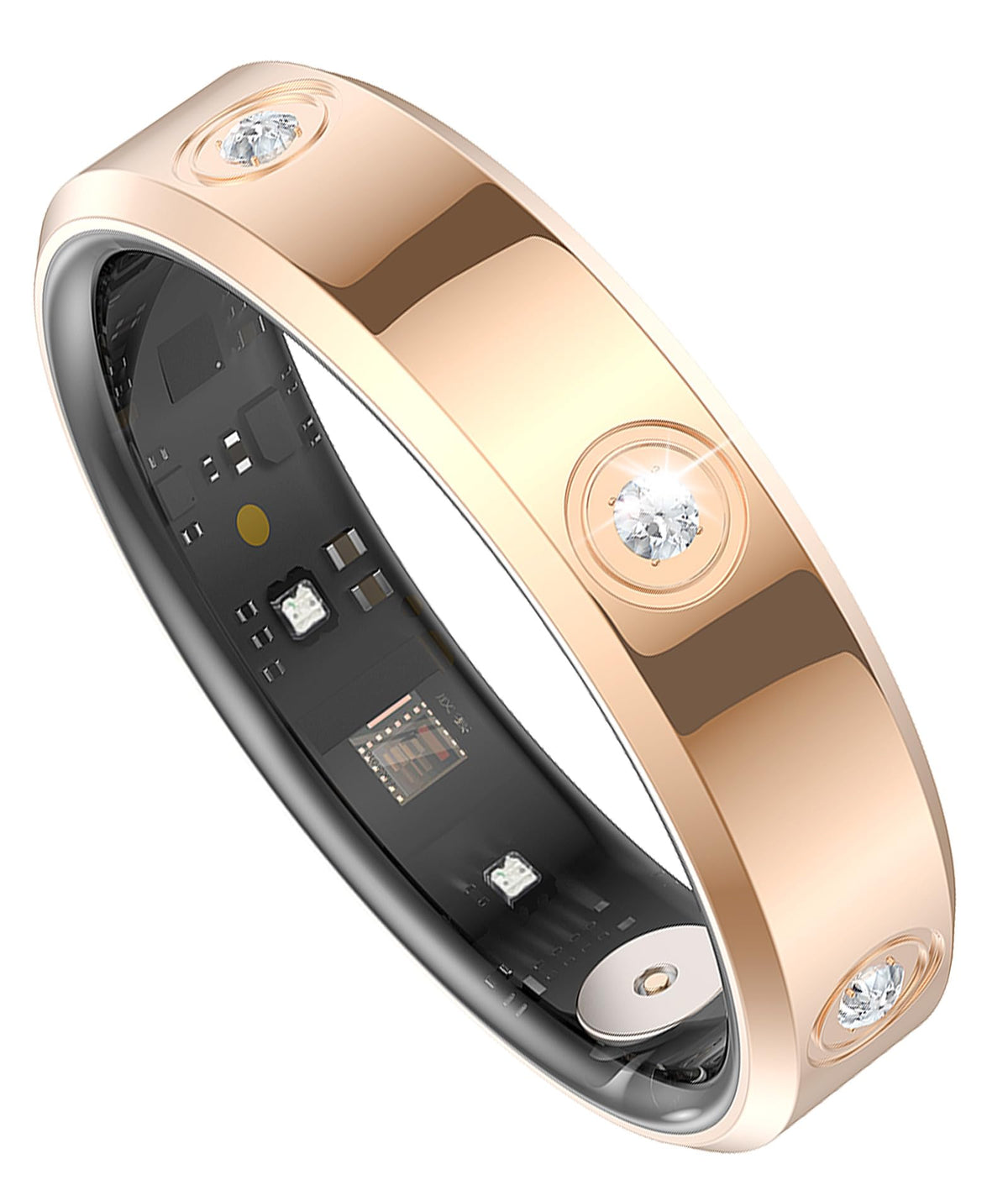CNBRO Smart Ring for Women Men Diamond Fitness Tracker Sleep Heart Rate Monitor – gold, Metal