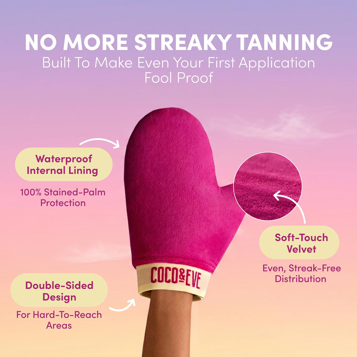 Coco & Eve Self Tanner Mousse Kit - Bronzing Foam, Tanning Mitt - Dark – packaging and label