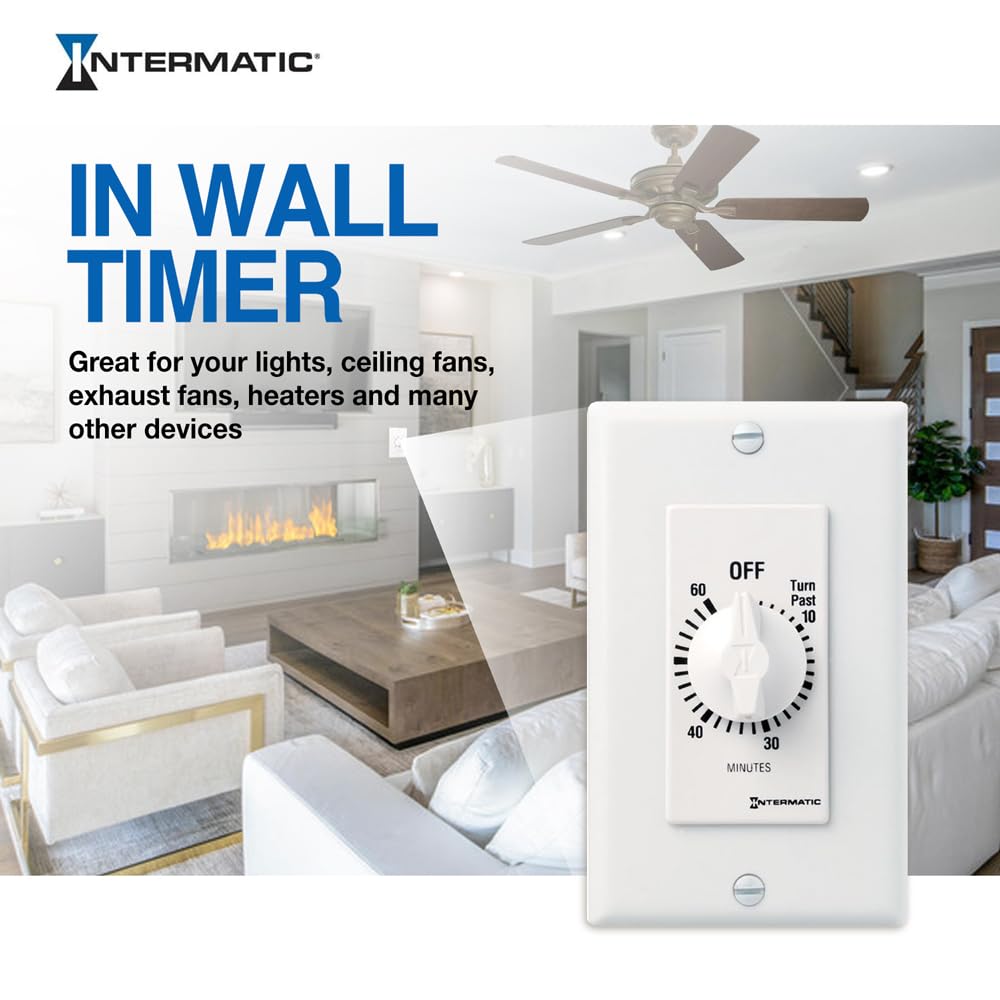Intermatic SW60MWK 60-Minute Spring-Wound Timer, White – close-up detail in White