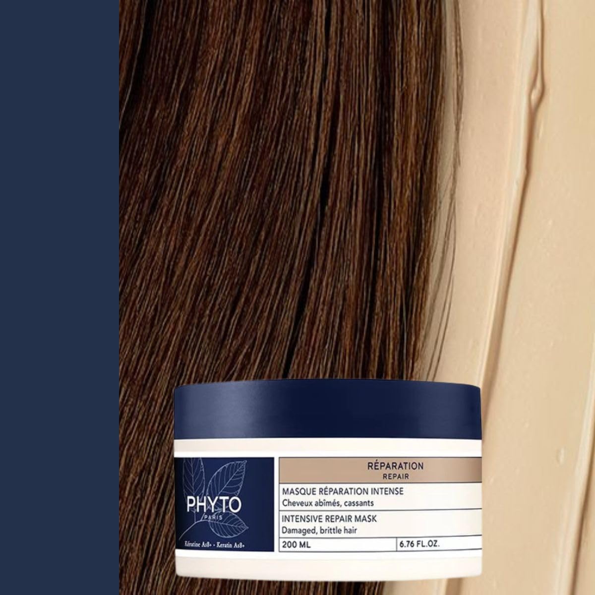 PHYTO PARIS REPAIR Intensive Restructuring Mask, Vegan, Silicone Free, Restores and Strengthens Damaged Hair and Brittle Hair Fibers, 6.76 fl.oz.