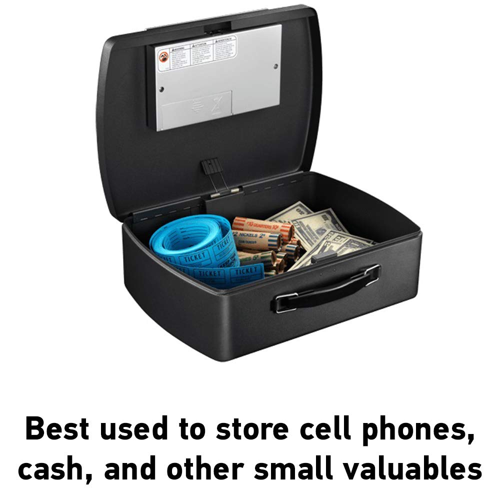 SentrySafe Portable Black Safe Box with Digital Keypad Lock, Small Steel Travel Safe with Carrying Handle for Money, Pas