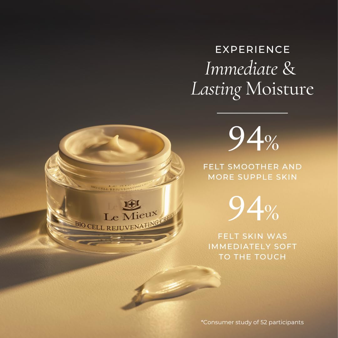 Le Mieux Bio Cell Rejuvenating Cream - Triple Peptide Facial Moisturizer with Hyaluronic Acid, Squalane & Rose Hip, Nigh