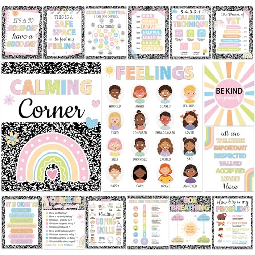 gisgfim 16 Pcs Composition Notebook Calming Down Posters for - Product Imagery