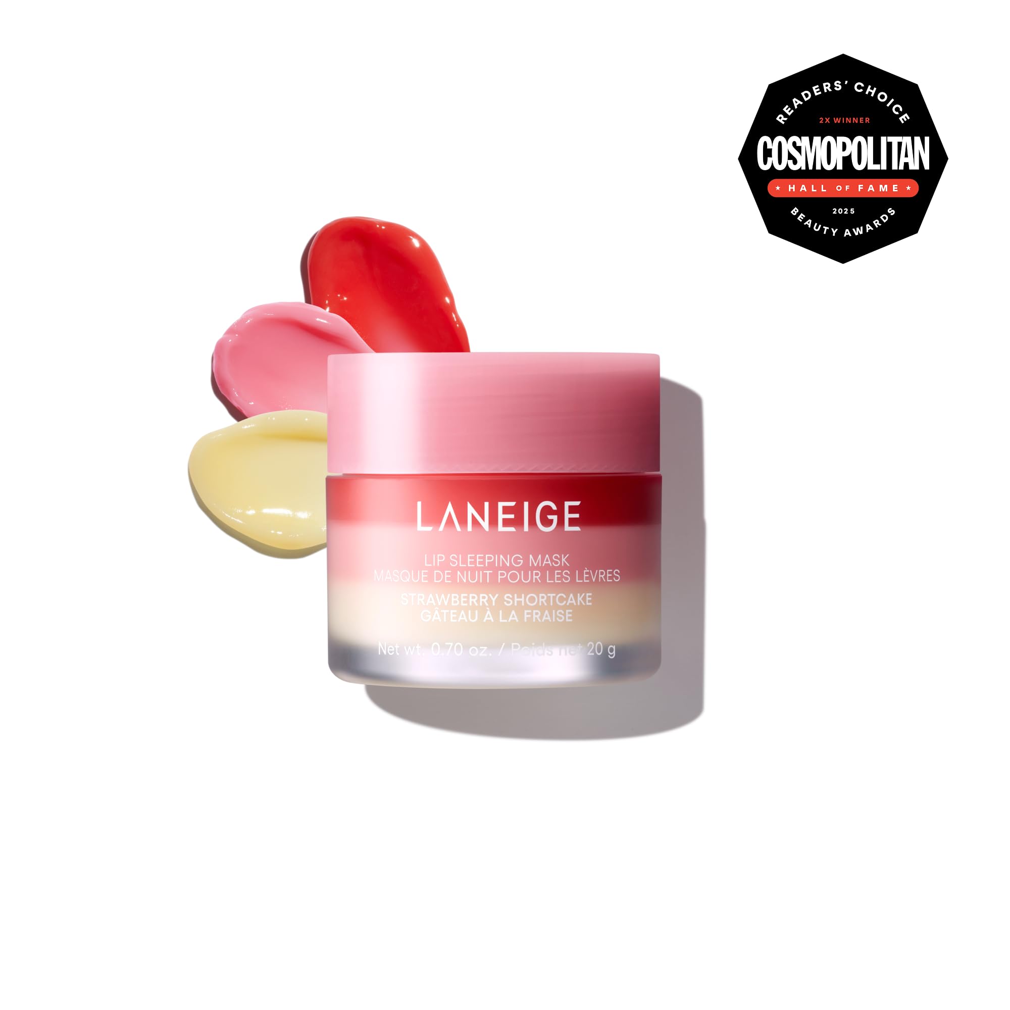 Laneige Lip Sleeping Mask in strawberry shortcake flavor, hydrating Korean overnight lip treatment with shea butter and antioxidants.