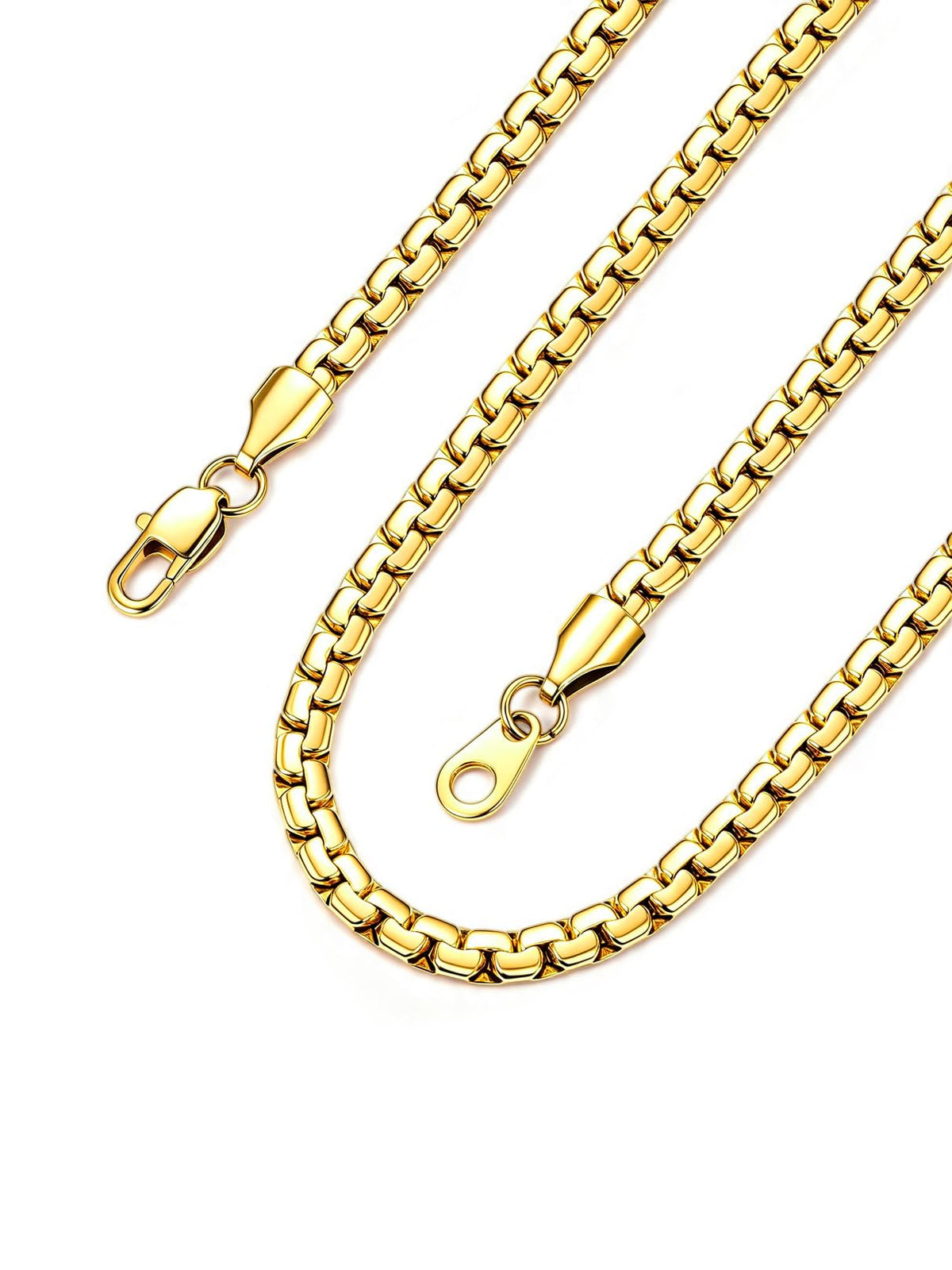 Bandmax Solid Stainless Steel Flat Box Link Chain Necklace for Men & Women – product photo (Necklaces)