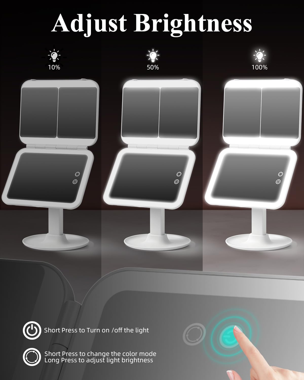 CC Mirrors Vanity Makeup Mirror with Lights, Large Lighted 10X & 40X Magnifying Mirror – back view and specifications