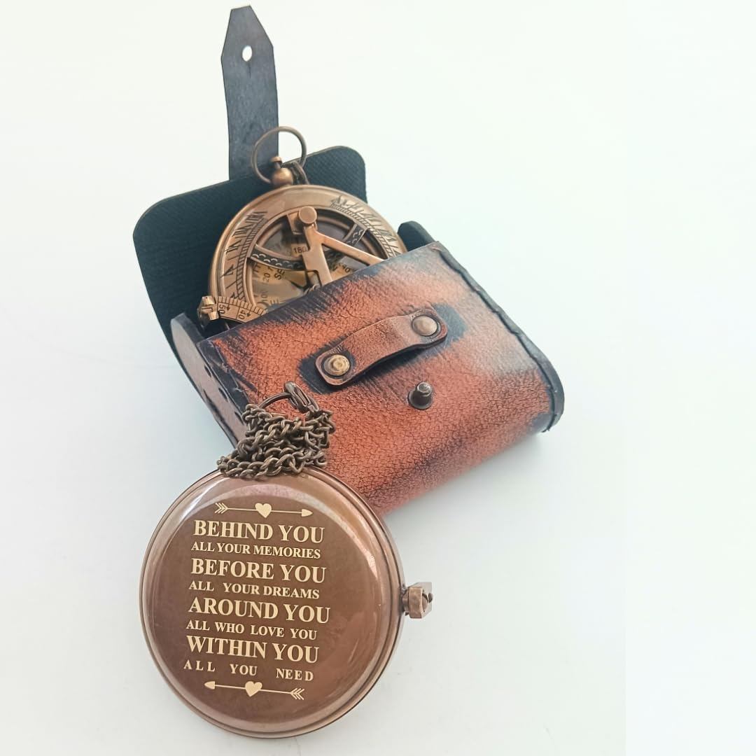 Behind You Engraved Brass Compass Gift for Men - DAYOL'X Official Imagery - 6
