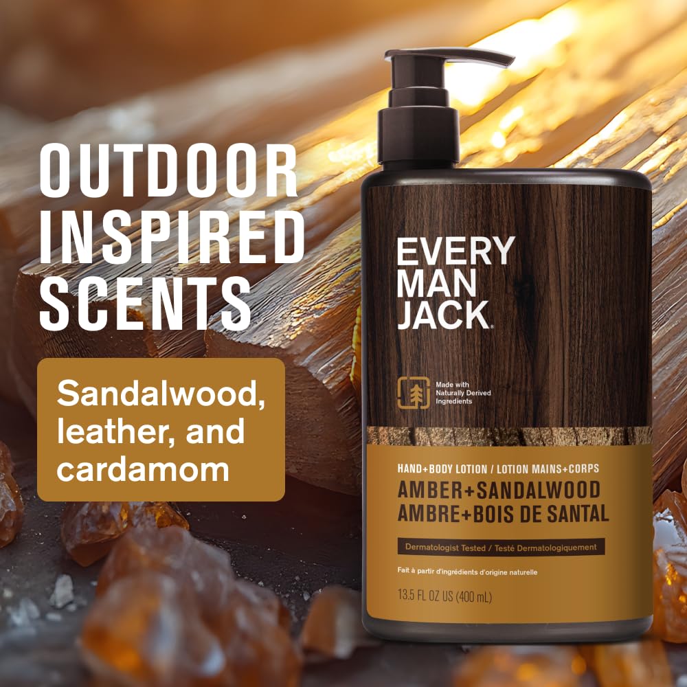 Every Man Jack Hand & Body Lotion for Men, Amber Sandalwood, 2pk – product photo (Lotions)