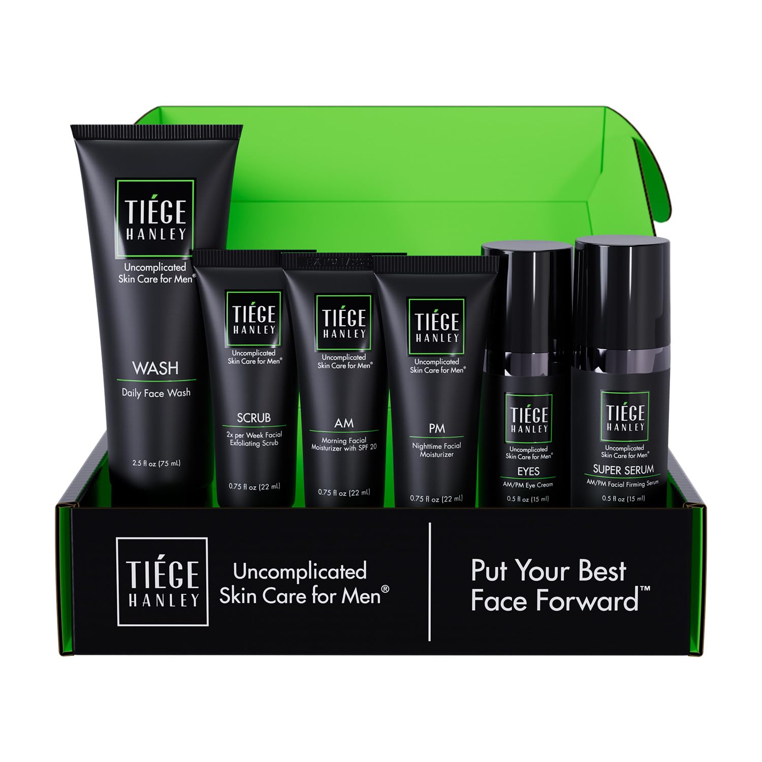 Tiege Hanley Anti-Aging Men's Skin Care Set, 30-Day, 6 Piece Kit - Product Imagery