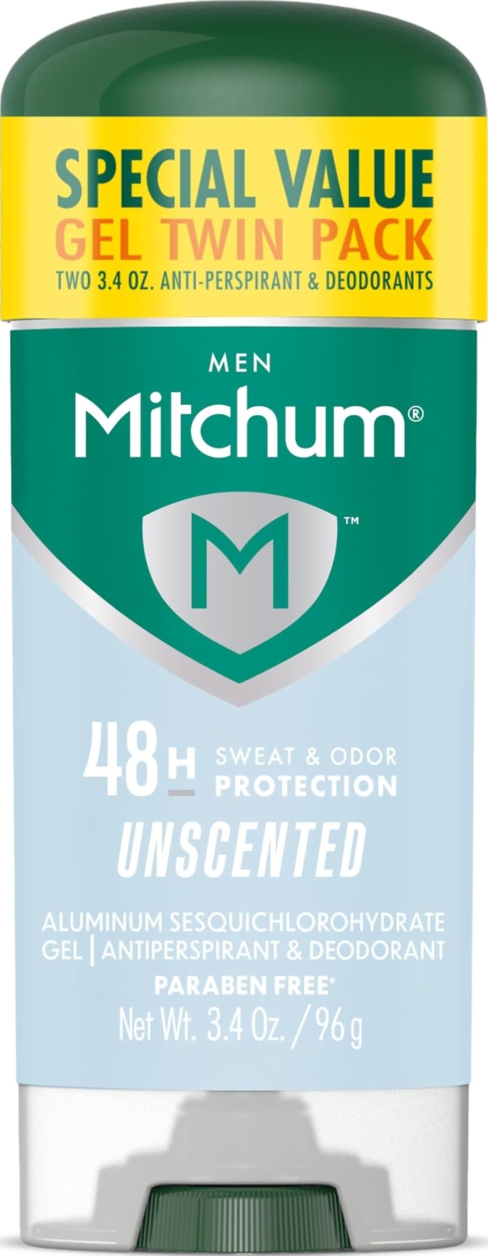 Mitchum Men’s Antiperspirant Deodorant Gel, Unscented, 2 pack