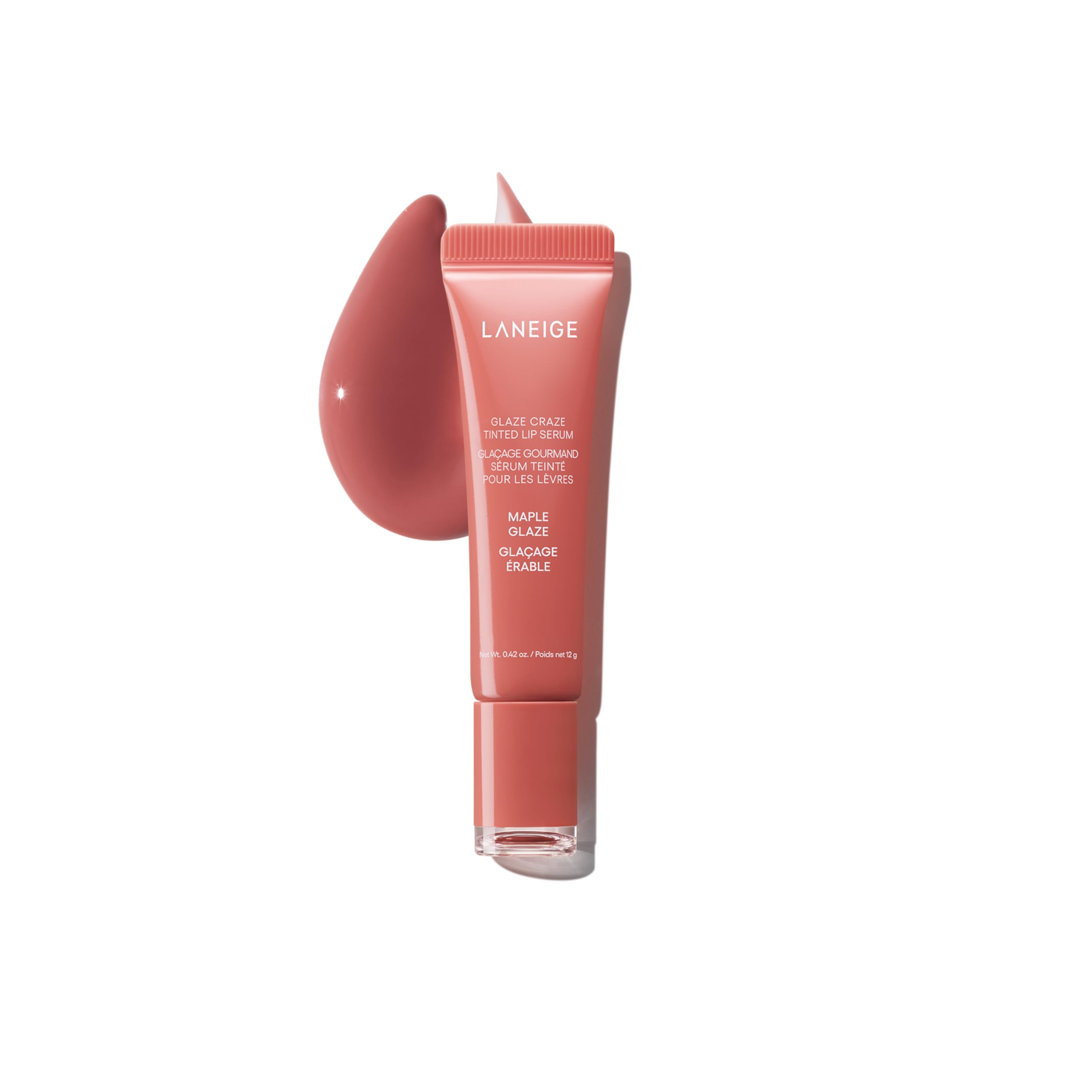 LANEIGE Glaze Craze Tinted Lip Serum: Hydrating, Lip Barrier-Boosting, Softening Lip Serum Treatment for Glossy & Buildable Shine, Nourished Lips | Korean Skin Care, Maple Glaze