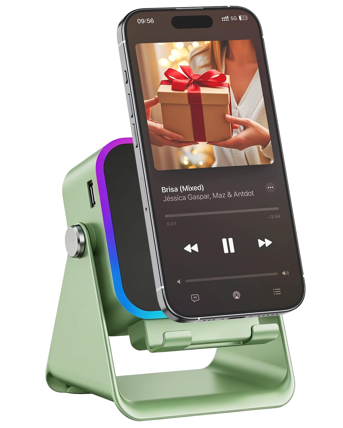 MILOUZ Gifts for Men Tech Gadgets Wireless Induction Speaker with Phone Stand – Green