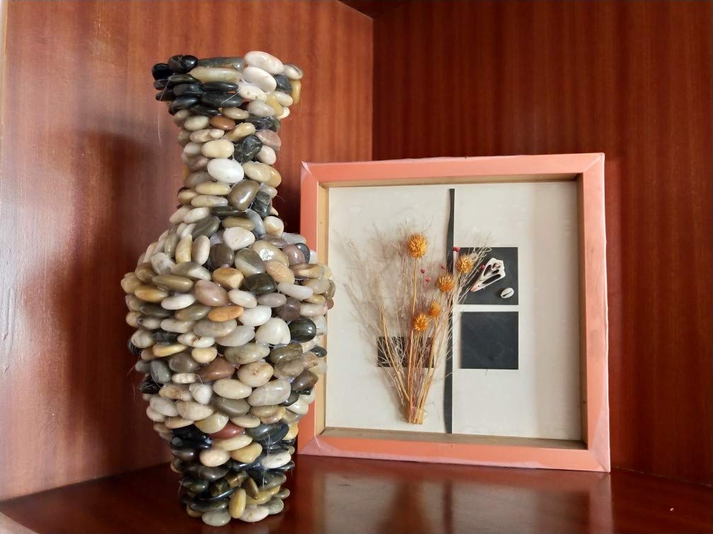 OUPENG 10lb Natural Decorative Polished Mixed Pebbles - Pebbles Polished Gravel,0.5-1.2 inch Small Decorative River Rock