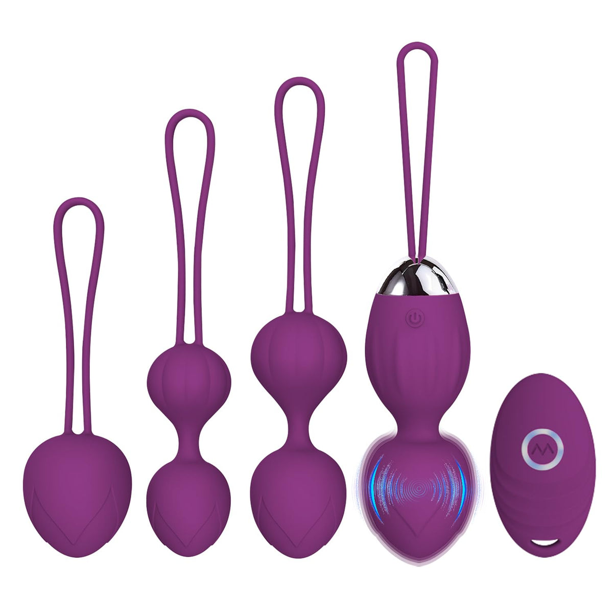 COWS-HQUS Kegel Exercise Set for Women, 4 Progressive Options, Smooth Silicone Purple – Purple, Silicone