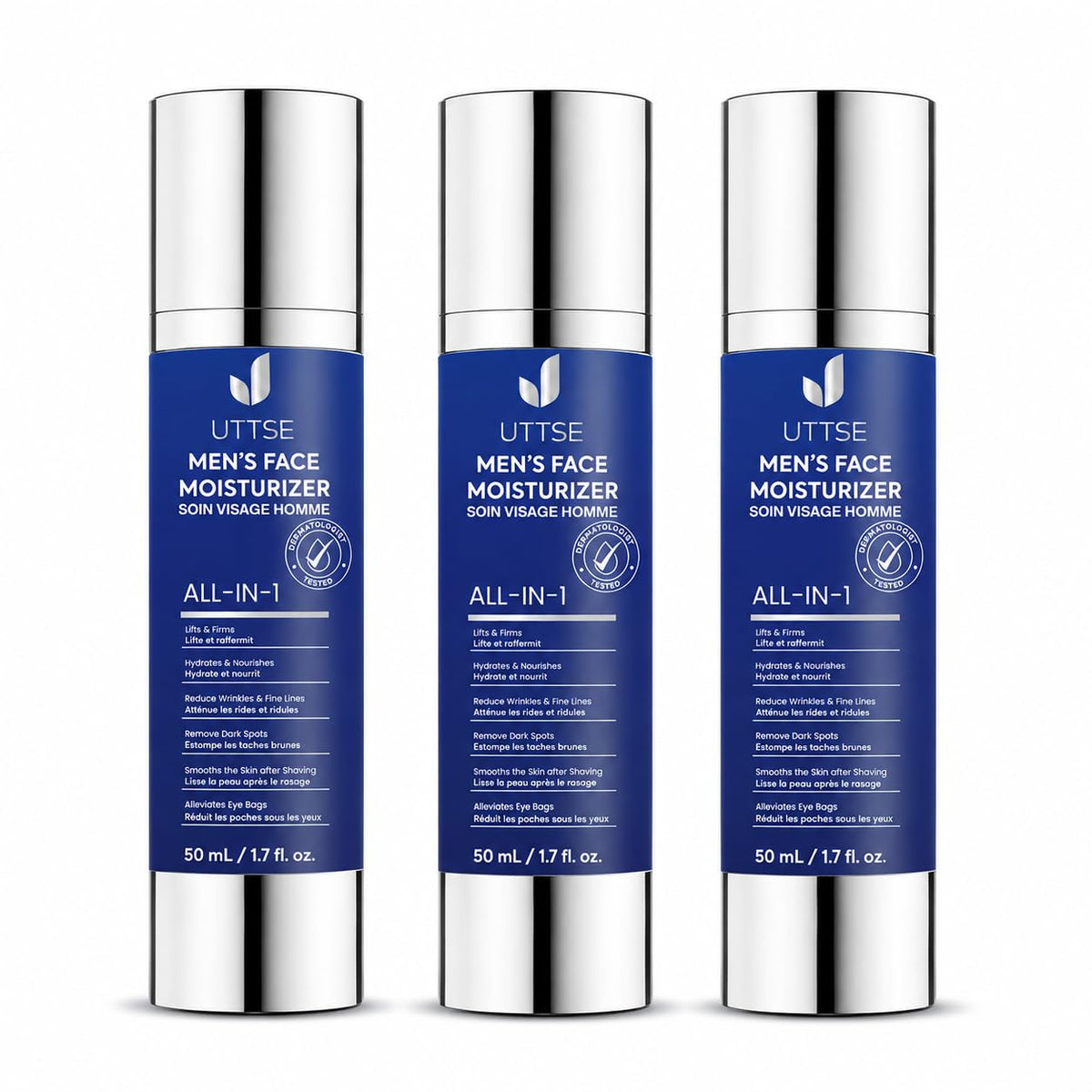 Uttse 6-in-1 Mens Face Moisturizer: Face Cream for Men - Reduce the Look of Eye Bags, Dark Circles, and Puffiness - Skin
