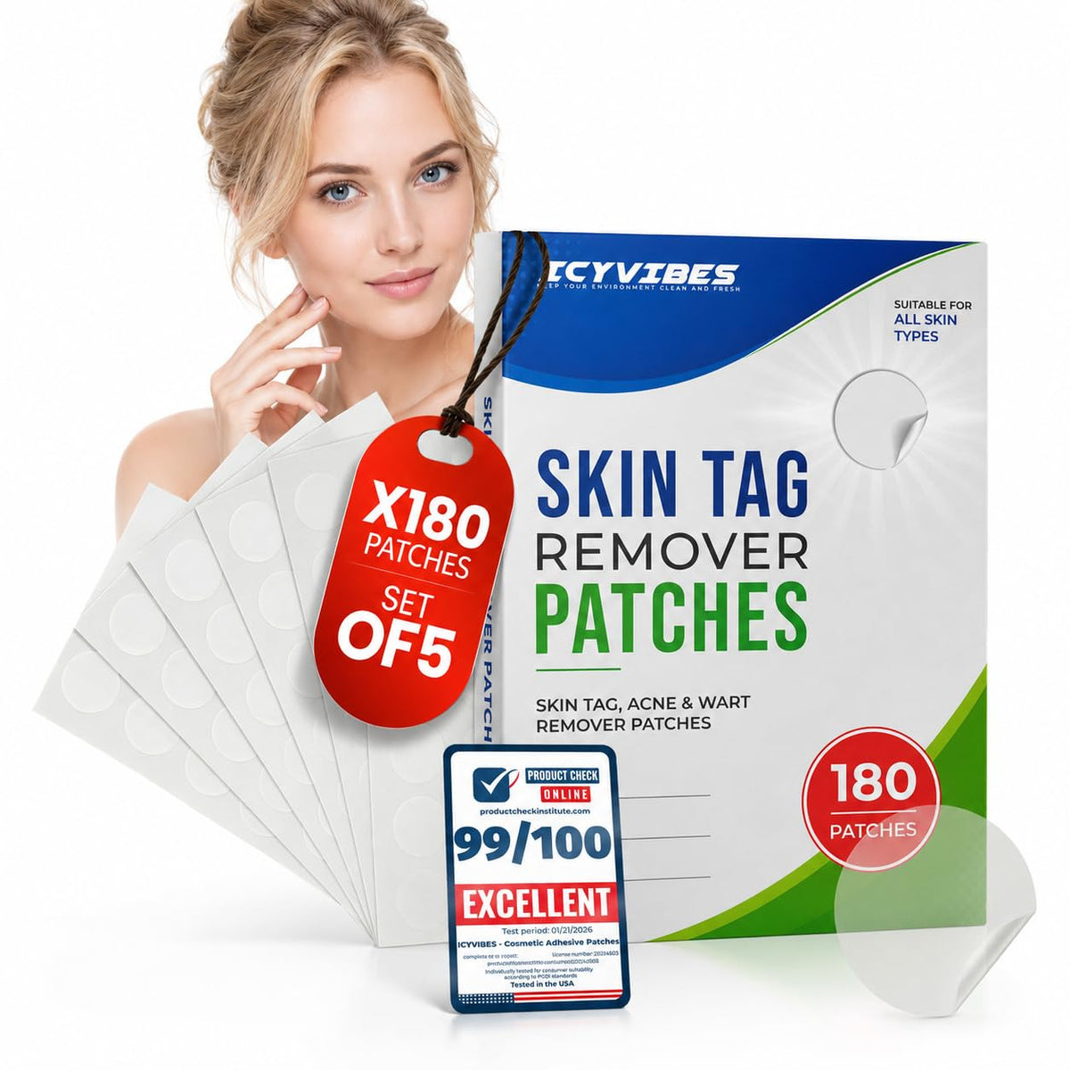 ICYVIBES Premium 180 PCS Waterproof Invisible Cosmetic Adhesive Patches Gentle And Skin-Friendly Design Easy To Apply Su