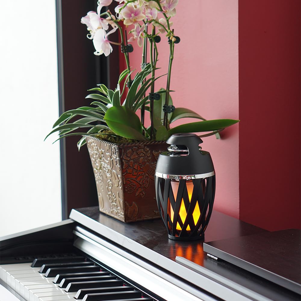 Limitless Innovations TikiTunes Portable Indoor/Outdoor Bluetooth 5.0 Wireless Speaker with Ambient LED Flame, 2,000mAh 