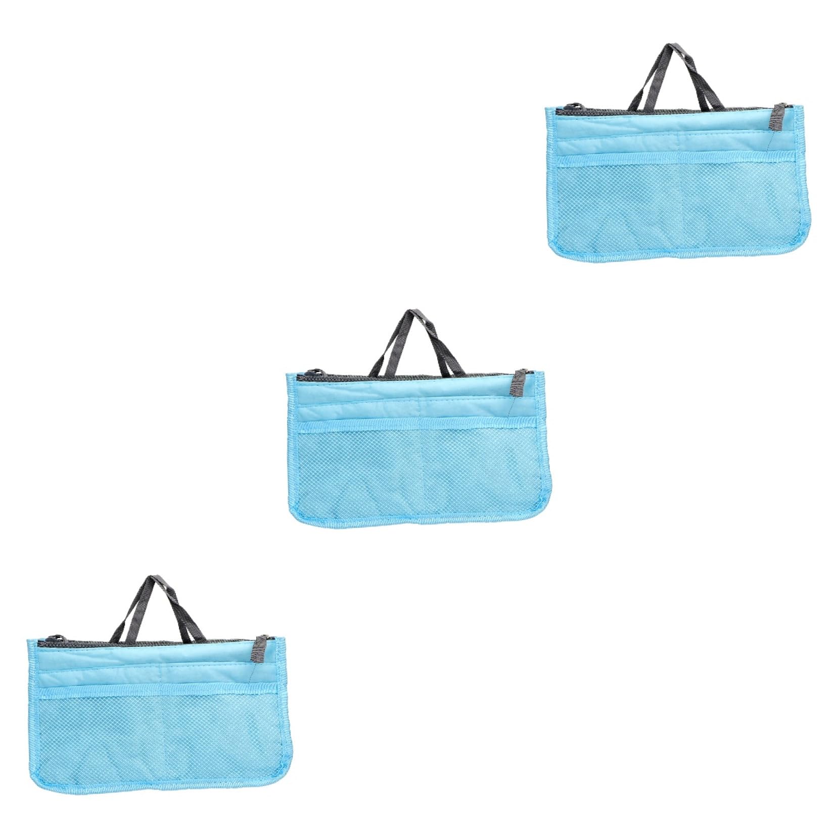 FRCOLOR 3pcs Portable Multi-functional Wash Bag Double Zippers Foldable Sundries Organizer for Toiletries Lightweight Sky- Travel Handbag Multiple Pockets for Home and Outdoor Use