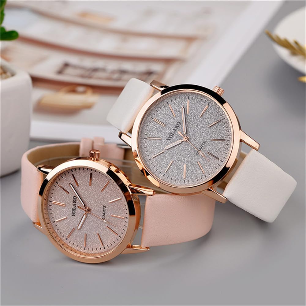 CdyBox Women Wholesale 6 Pack Leather Band Watches Frosted Engraved Dial Quartz Wrist Watch for Ladies – packaging and l