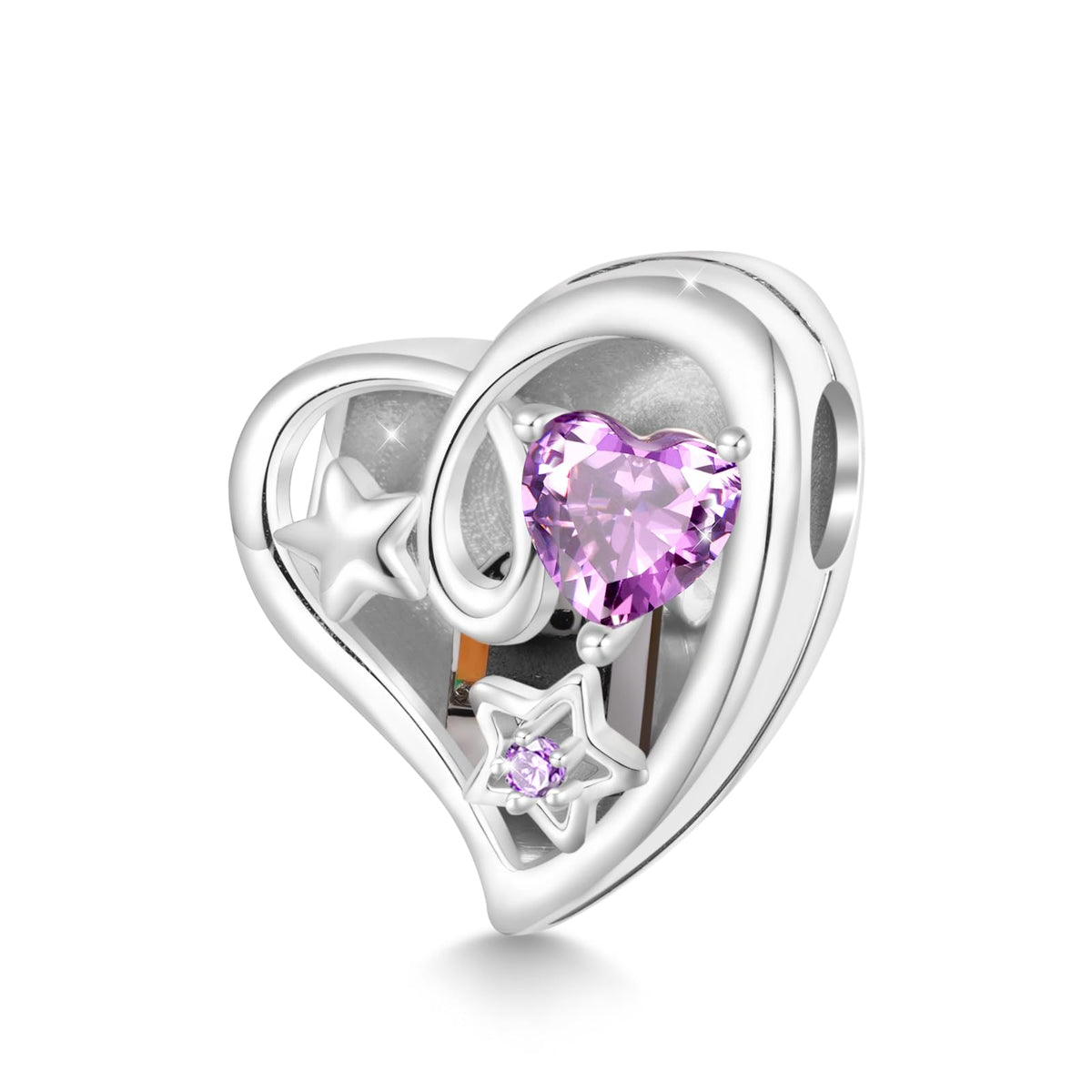 GNOCE Magic Wand Sensor Light-up Wireless Pink Heart Charm, S925 Sterling Silver Dangle Charms for Women Wife, Valentine