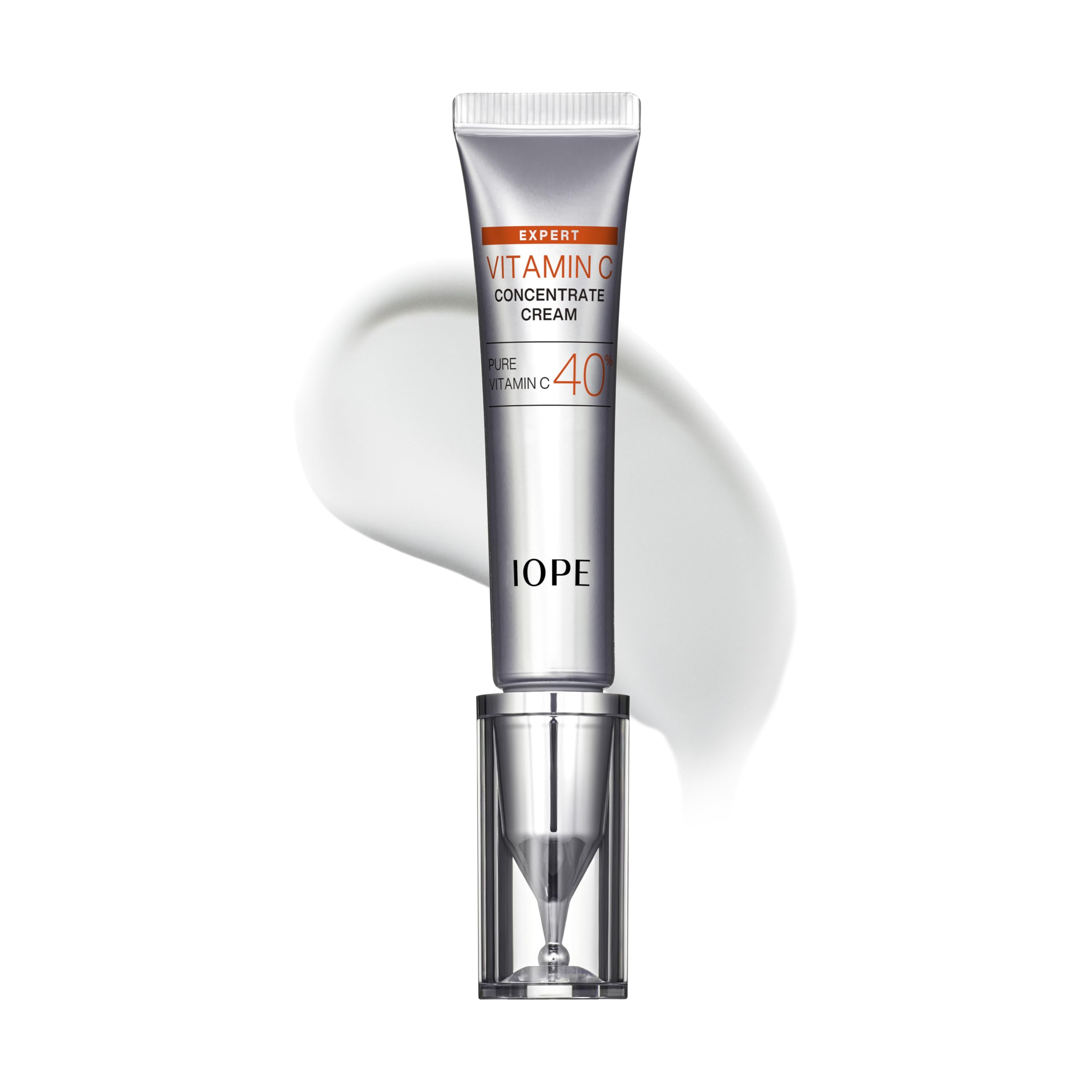 IOPE Expert Vitamin C 40% Concentrate Cream skin moisturizer in a 0.67 oz jar, showcasing a smooth, bright orange cream.