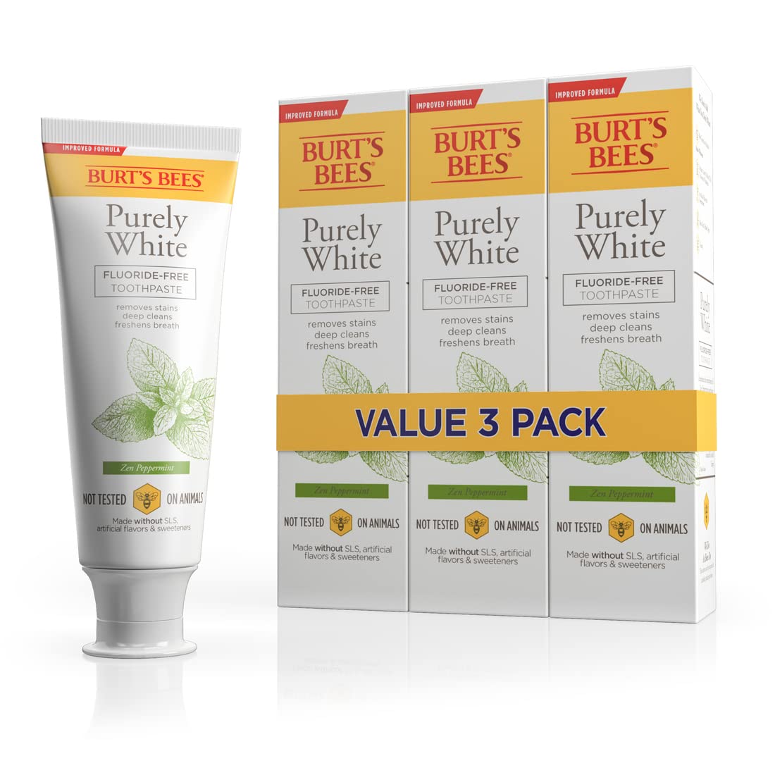 Burt's Bees Toothpaste, Natural Flavor, Fluoride-Free, Purely - Product Imagery