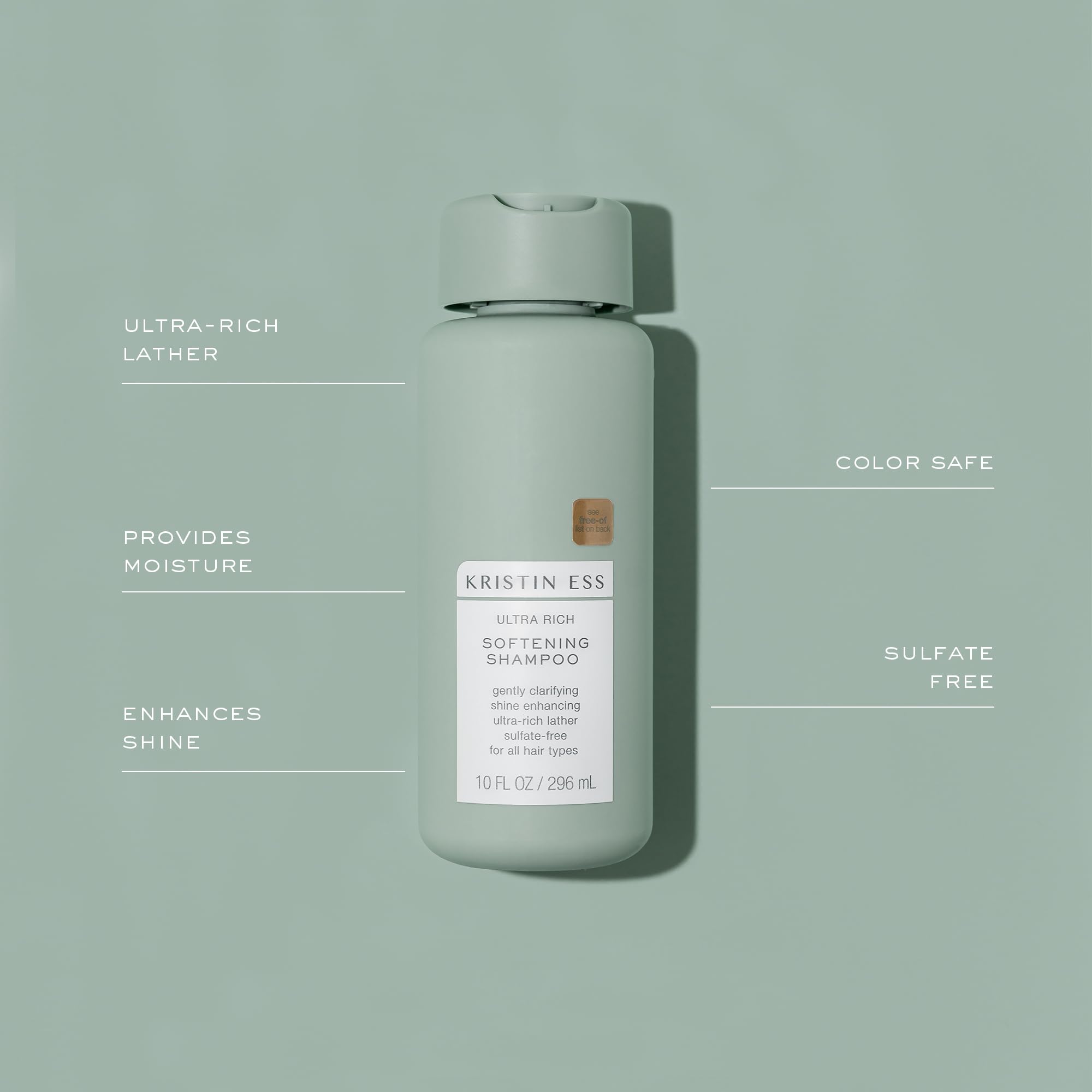 Kristin Ess Softening Moisture Repair shampoo and conditioner set for dry, color-treated hair with anti-frizz, sulfate-free formula.
