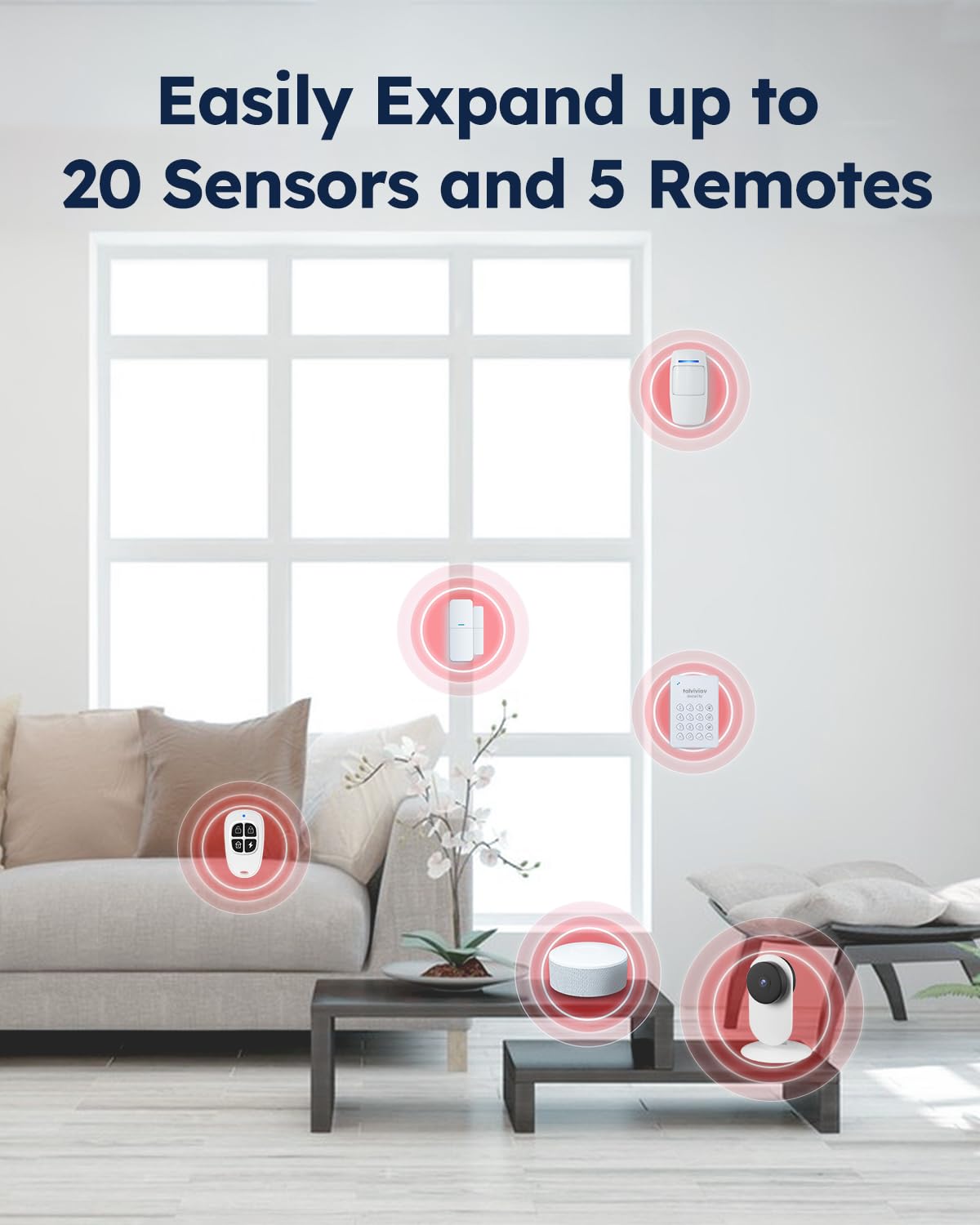 tolviviov WiFi Door Alarm System, 8-Piece DIY Wireless Alarm Kit with Door Sensors – full view