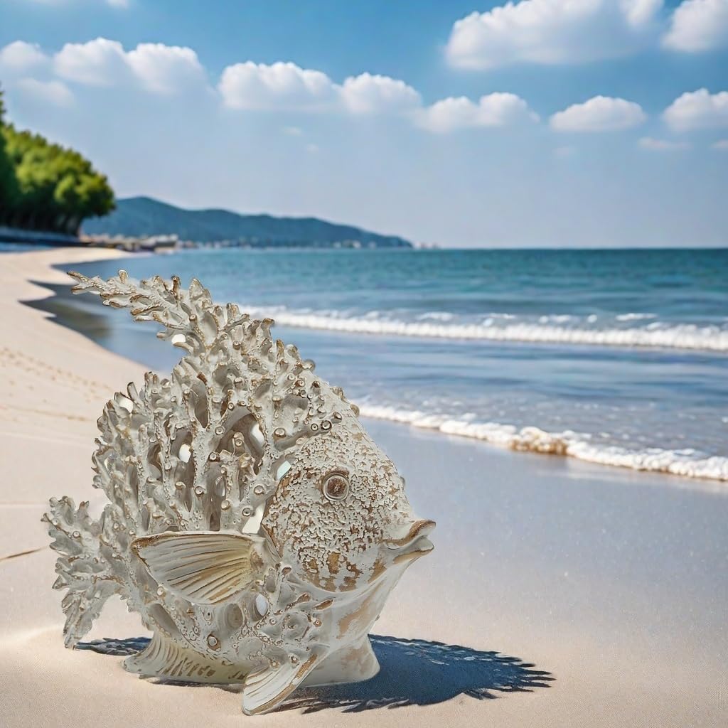VVGIFTS Beach Coastal Coral Reef Angelfish Home Office Bathroom Decor Gift – full view