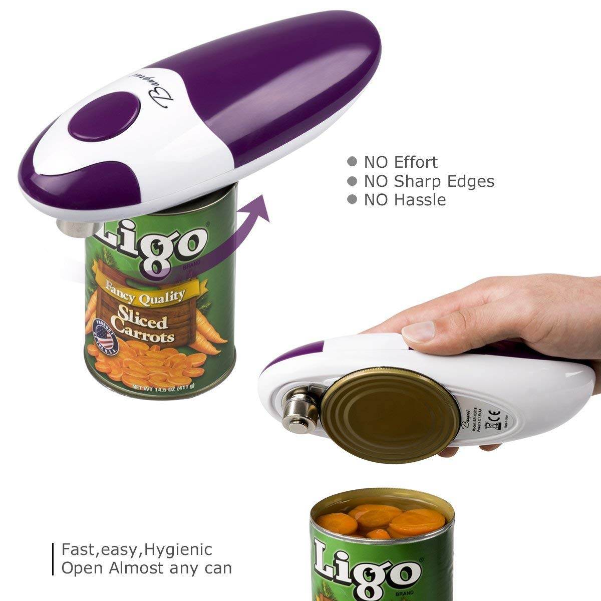 Kitchen Automatic Safety Cordless One Tin Opener&Bangrui Professional Electric Opener.One-touch switch .Smooth can edge.