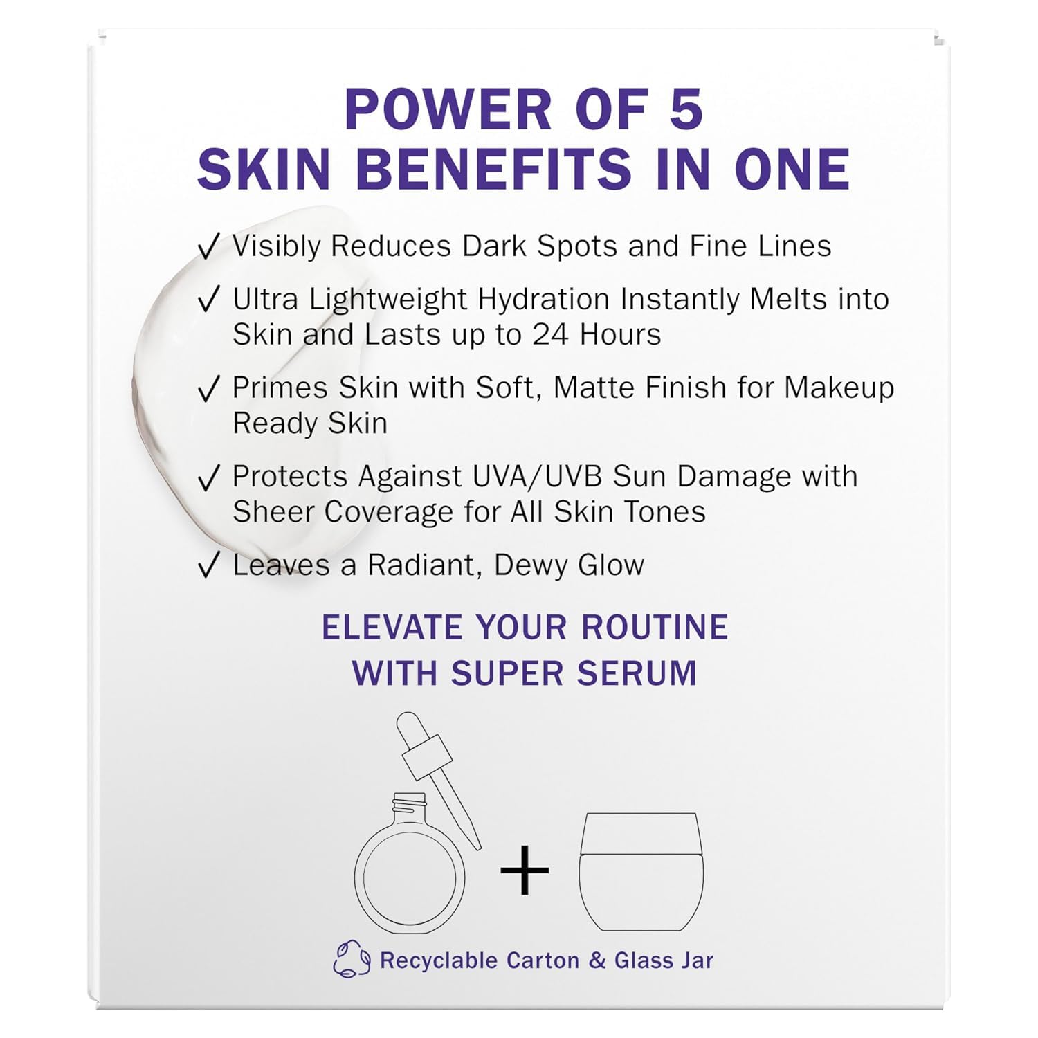 Olay Super Cream with SPF 30 sunscreen, lightweight face moisturizer with niacinamide, vitamin C, and collagen peptides in a 1.7 oz jar
