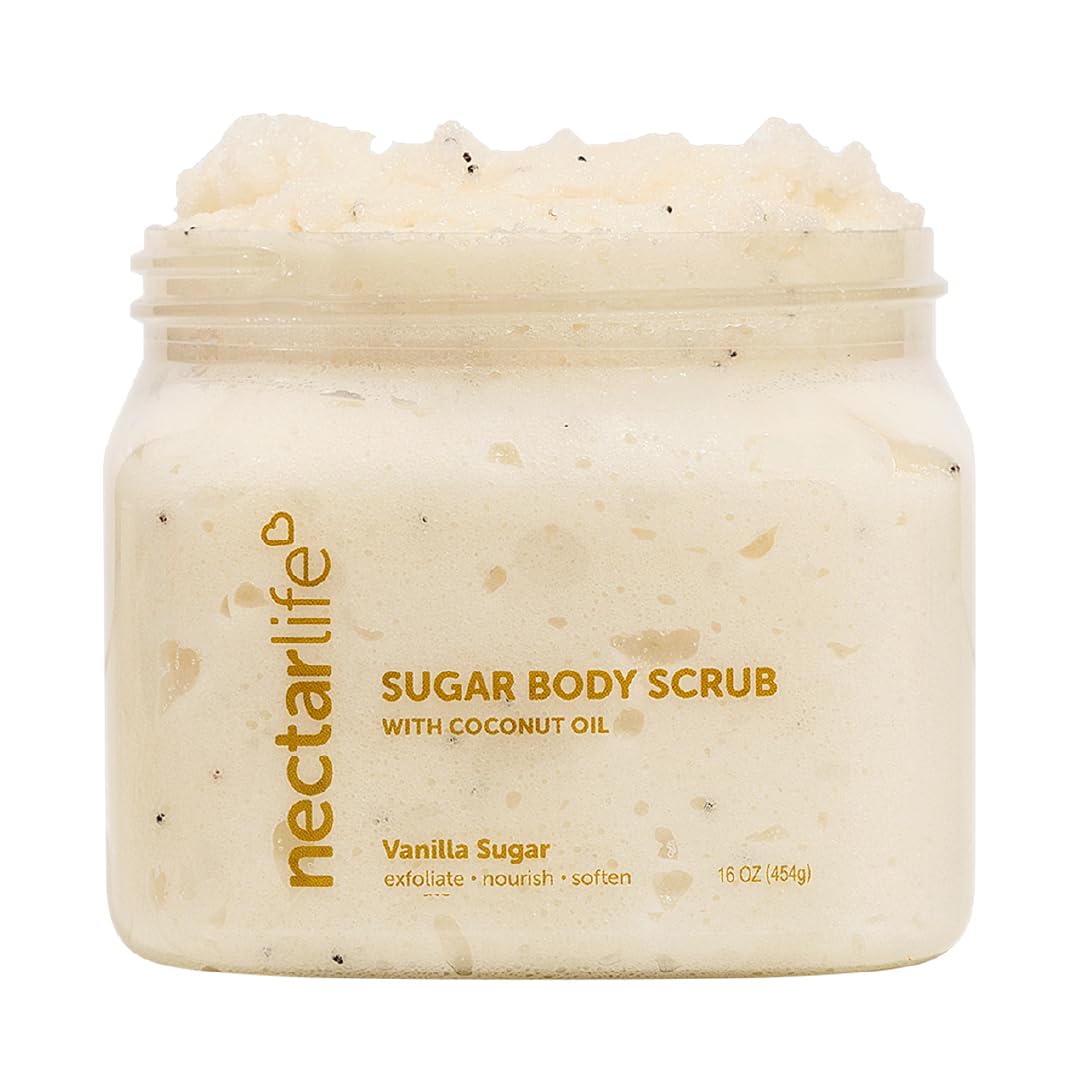 Nectar Bath Treats Sugar Scrub, Exfoliating Body Scrub (16 Ounce, Vanilla) – product photo (Body Scrubs)