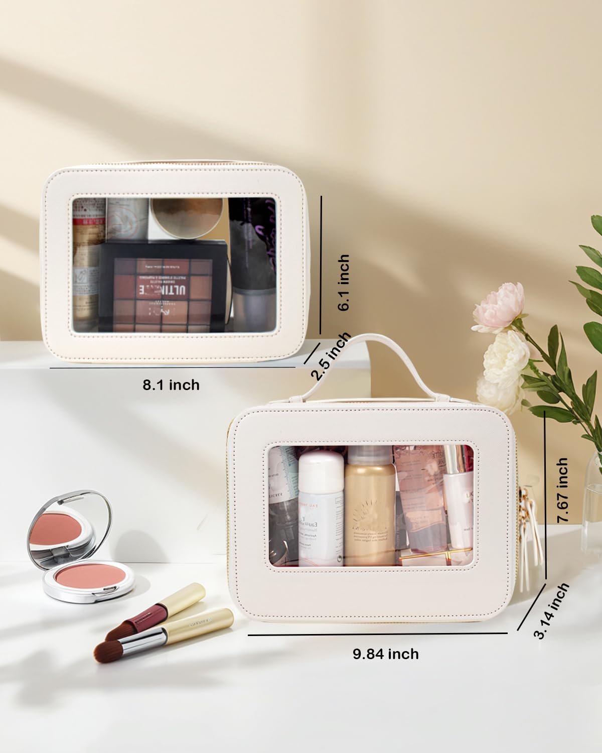 FFpaw Travel Clear Makeup Bag Set, TSA Approved Cosmetic Bag Case with Zipper Portable Makeup Pouch Toiletry Bag Traveli