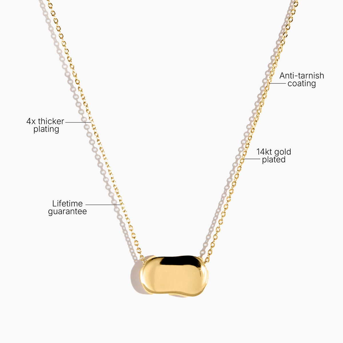 Electric Picks Dakota Necklace for Women, 14k Gold Plated Organic Charm Pendant Necklace, 18" Adjustable Layering Ch