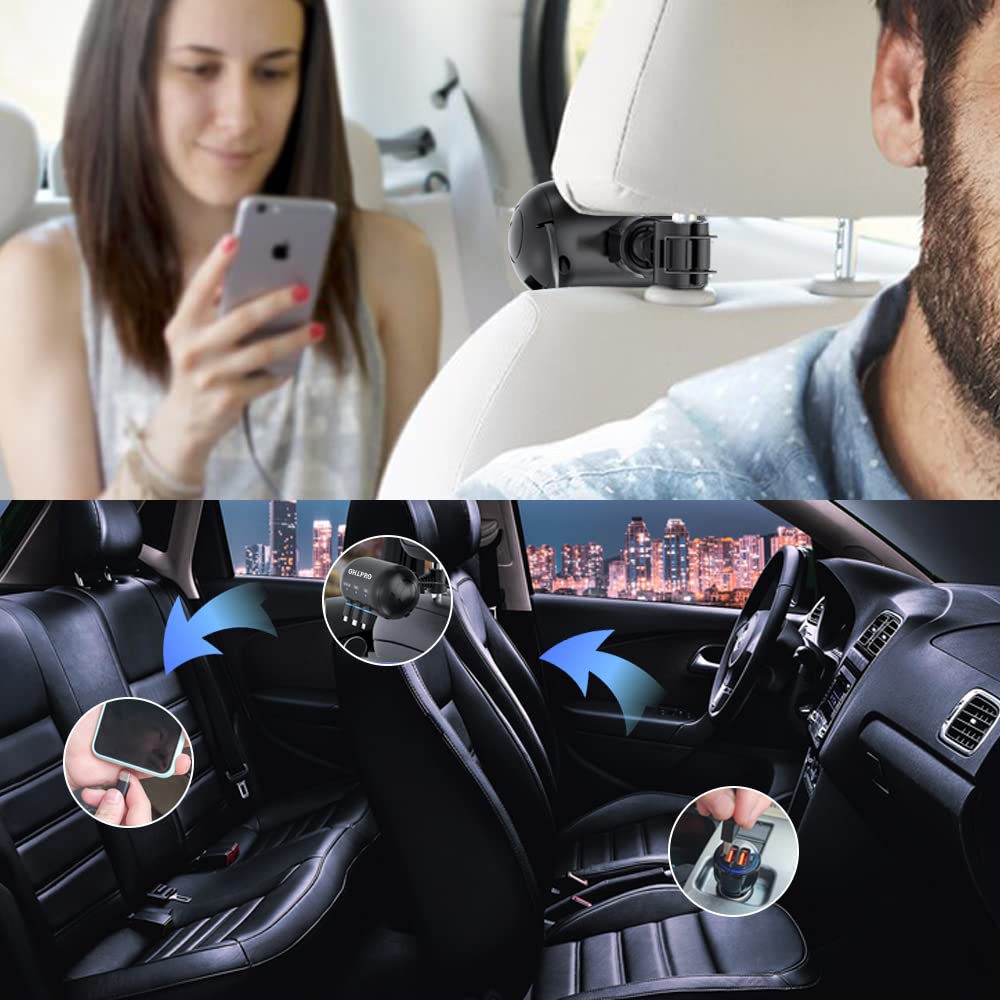 OHLPRO Multi Car Retractable Backseat 3 in 1 Car Charging Station Box – full view