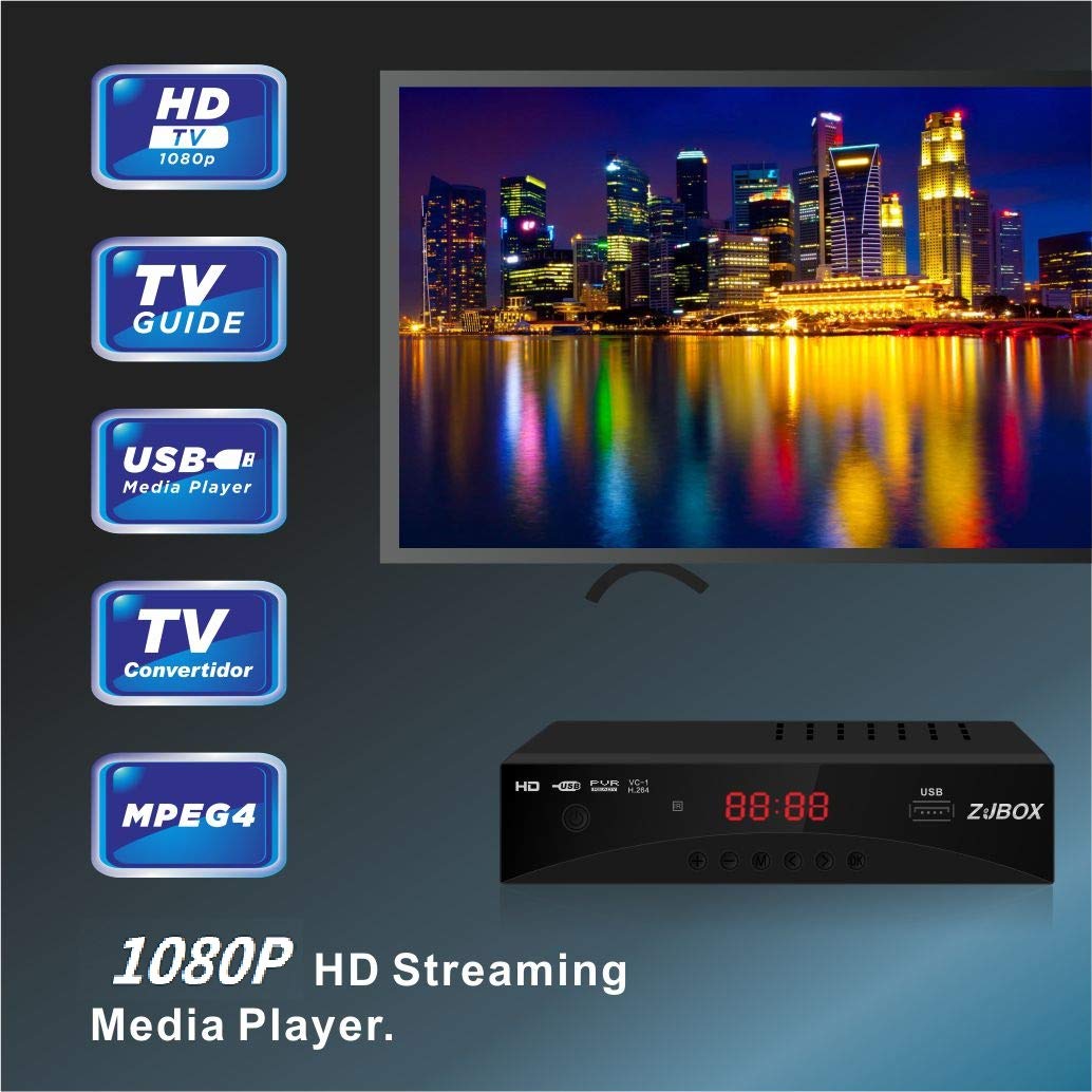 Digital TV Converter Box, ATSC Tv Tuner - ZJBOX for Analog HDTV Live 1080P with Recording&Playback,HDMI Output, Timer Se