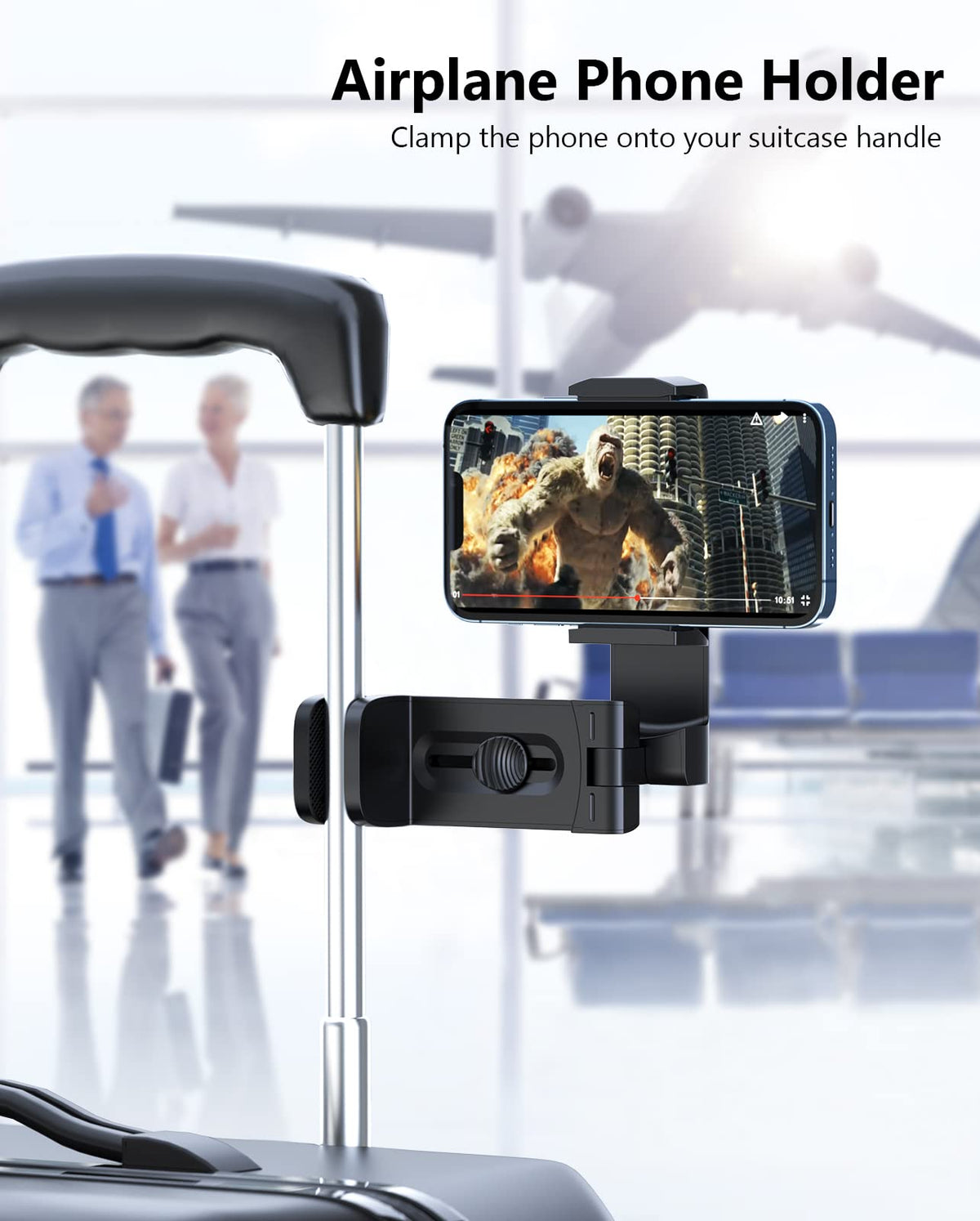 MiiKARE 3PCS Airplane Phone Holder Mount, Plane Travel Essentials, Black