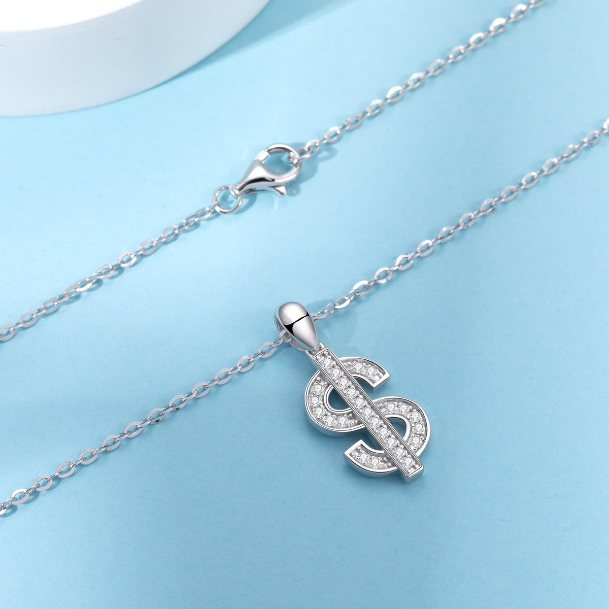 Geyunxu Moissanite Dollar Pendant Necklace,D Color VVS1 18k Gold Plated 925 Sterling Silver Necklace Moissanite Pendant 