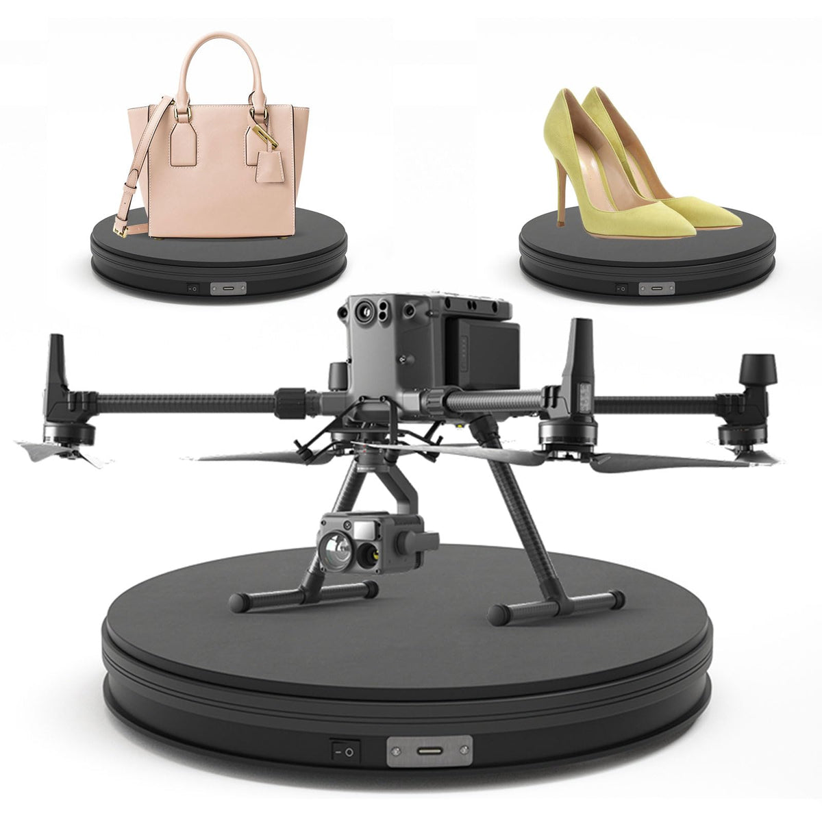 YVV Black 13.8in Rotating Display Stand, USB Powered 360 Rotating Turntable, Electric Turntable Display for Product Phot