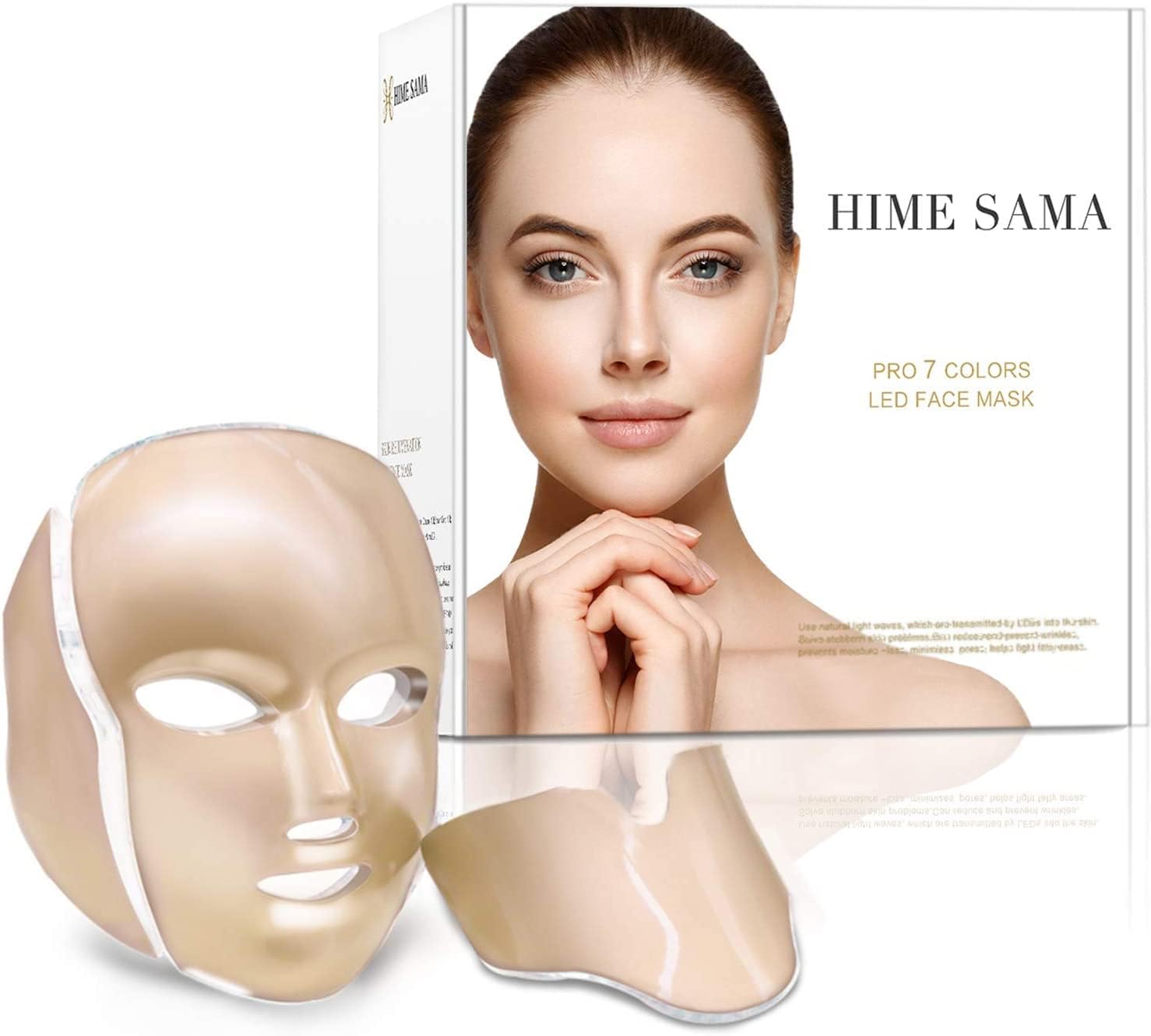 HIME SAMA LED Face Mask – 7 Color Light Mask for Face and Neck, - Product Imagery