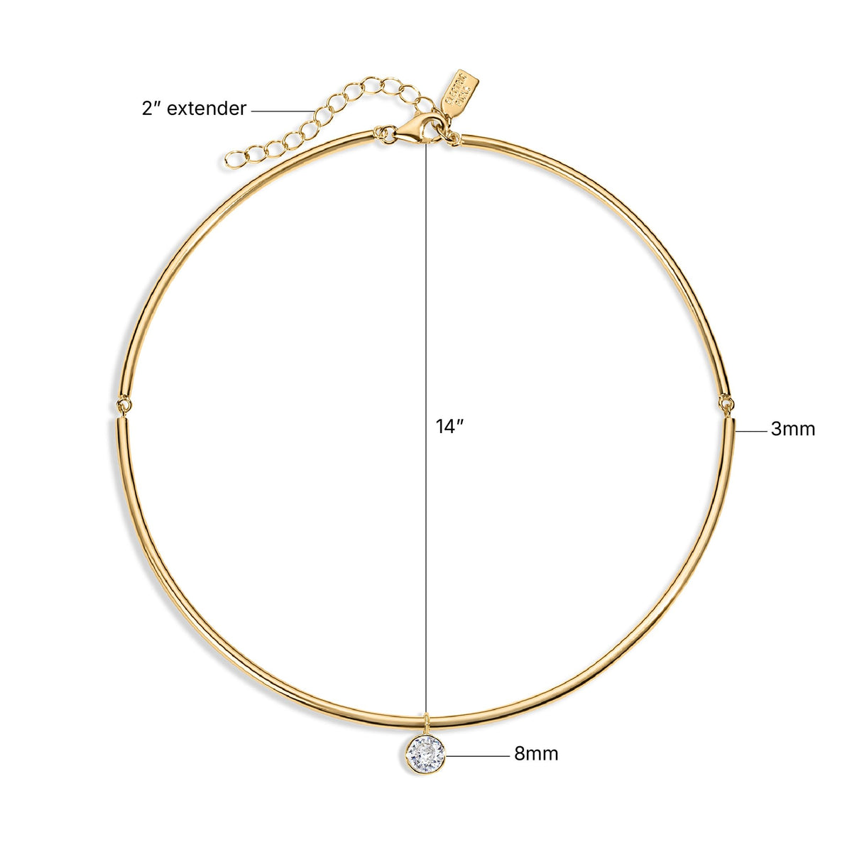 Electric Picks Belle Crystal Necklace – back view and specifications