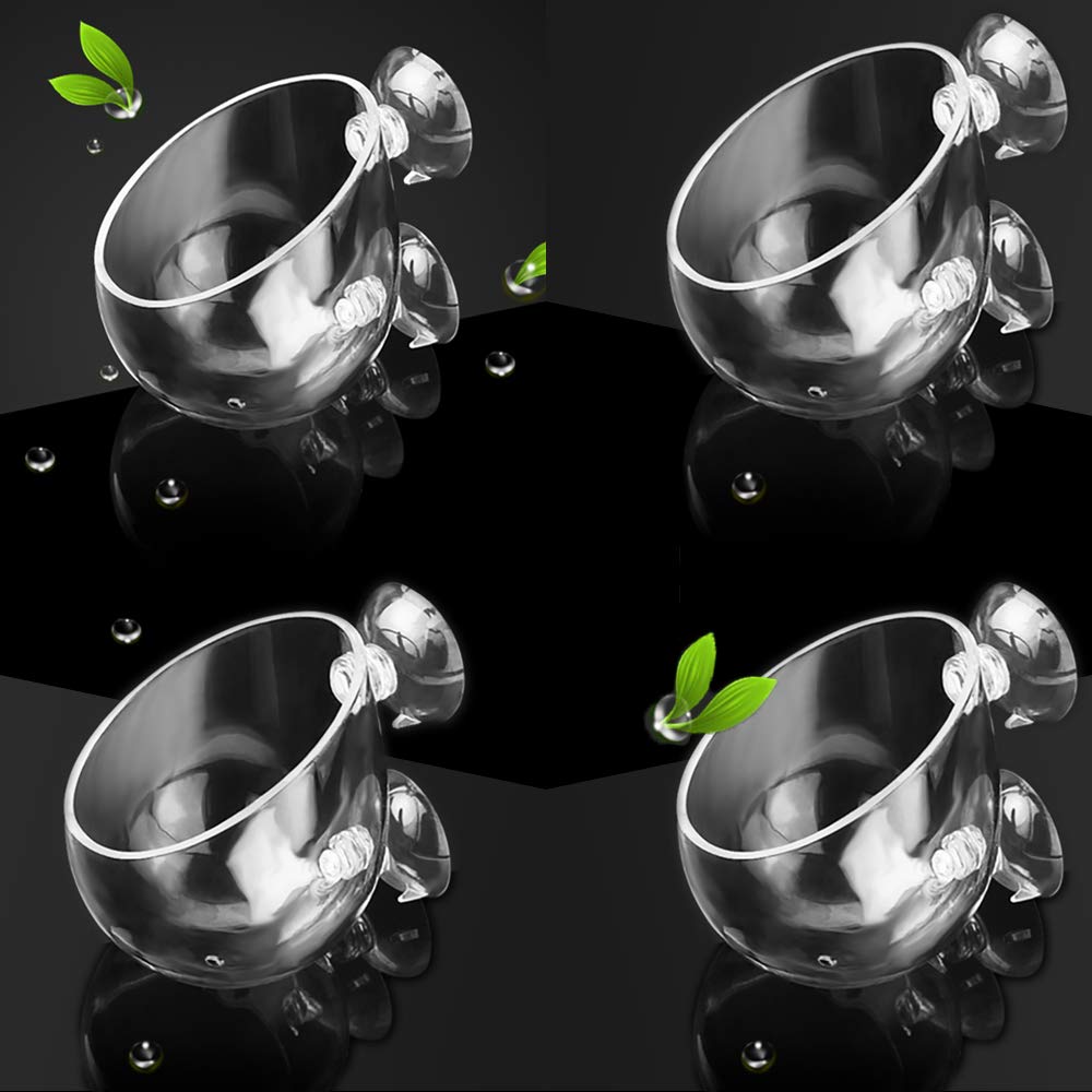 capetsma 4X Crystal Glass Aquarium Plant Pot, Aquarium Aquatic Planter, Red Shrimp Live Plants Fish Tank Glass Holder wi