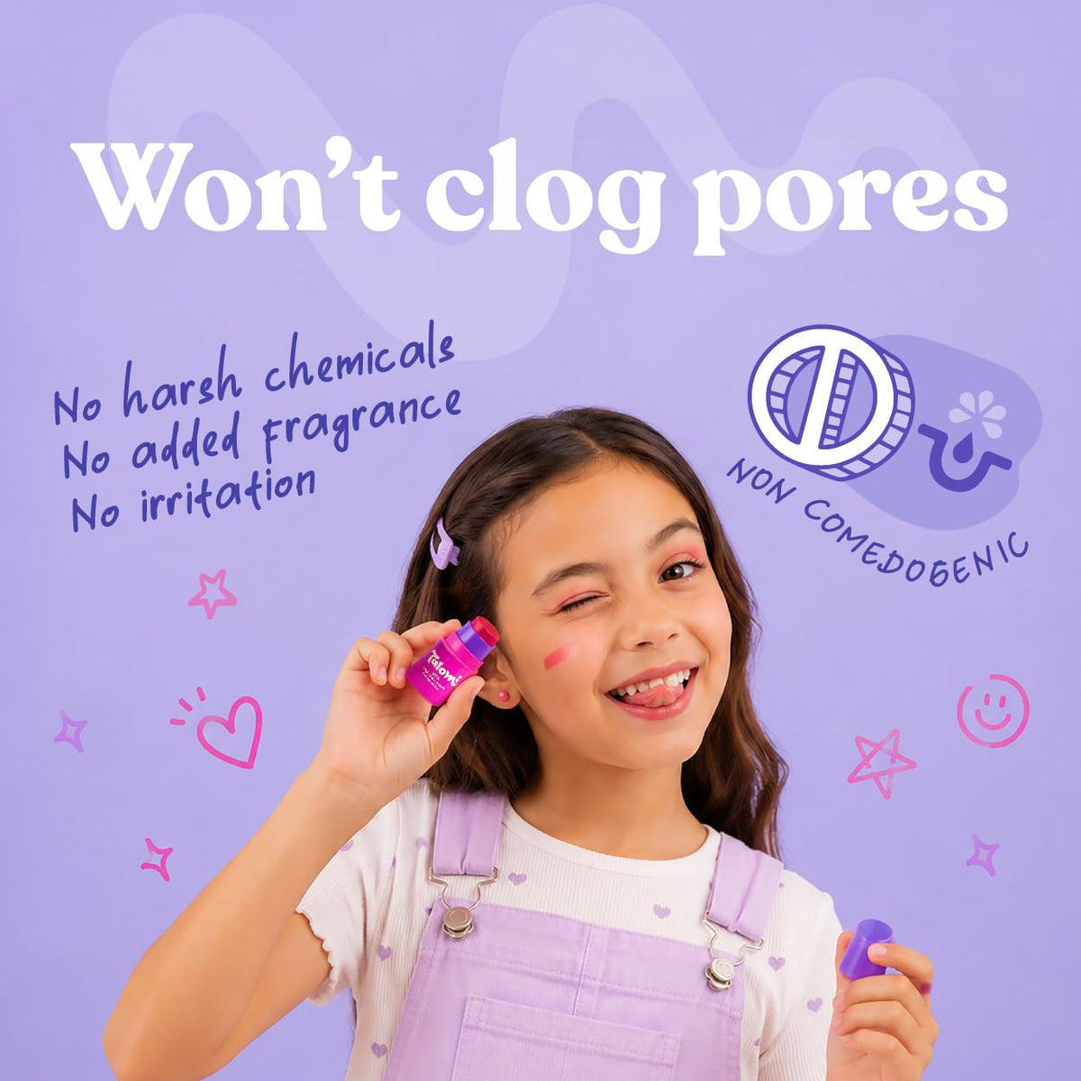 TALOMI Non Toxic Natural Makeup Stick for Little Girls, Dermatologist Tested 3-Piece Set, Made in USA – full view