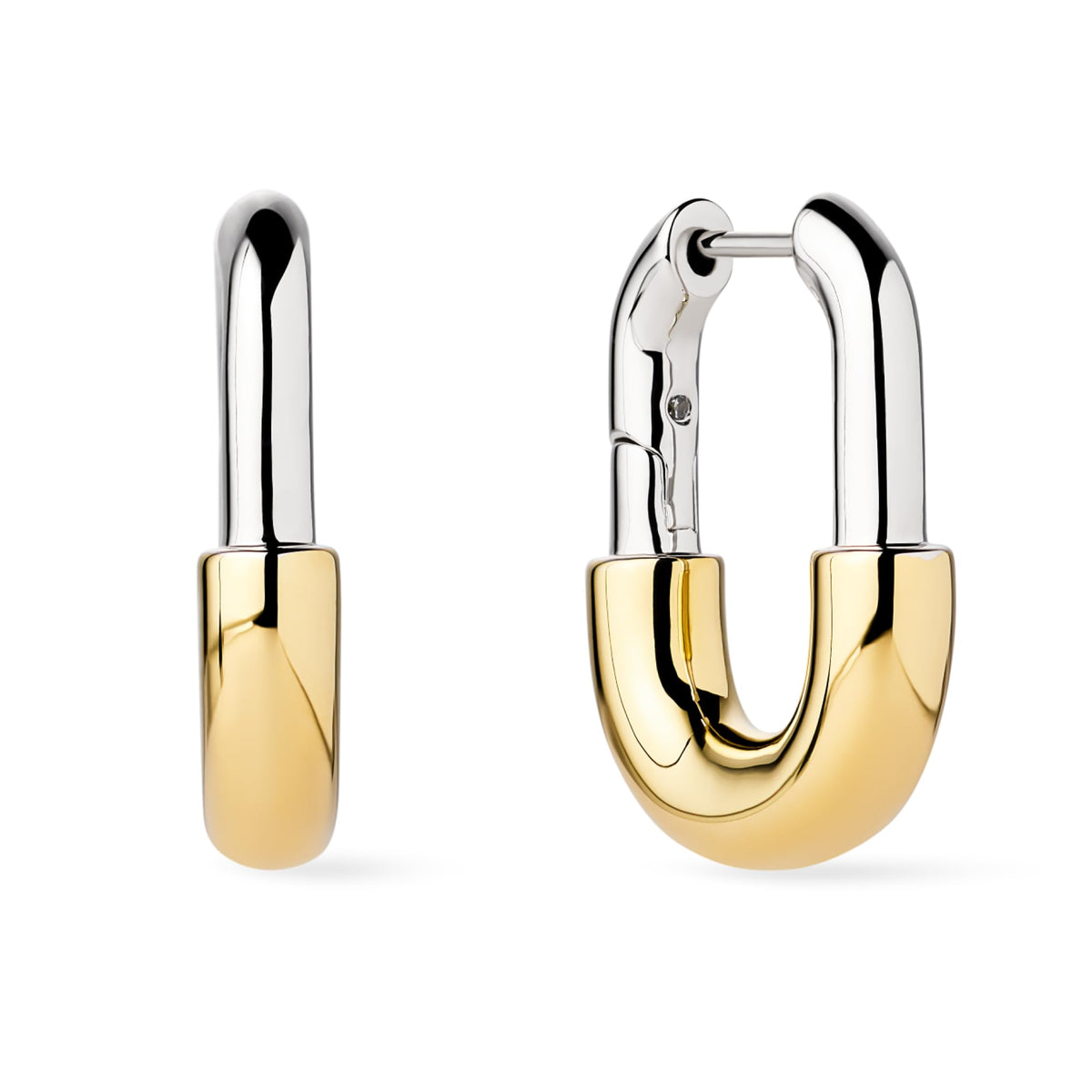 Ana Luisa Rectangle Link Hoop Earrings - 14K Gold & Silver Rhodium Plating – 14K Gold on Brass, One Size