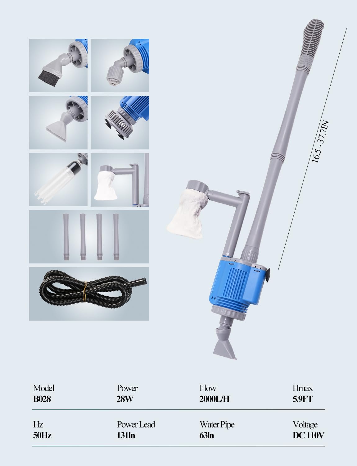 UPETTOOLS Aquarium Gravel Cleaner - Electric Automatic Removable Vacuum Water Changer Sand Algae Cleaner Filter Changer 