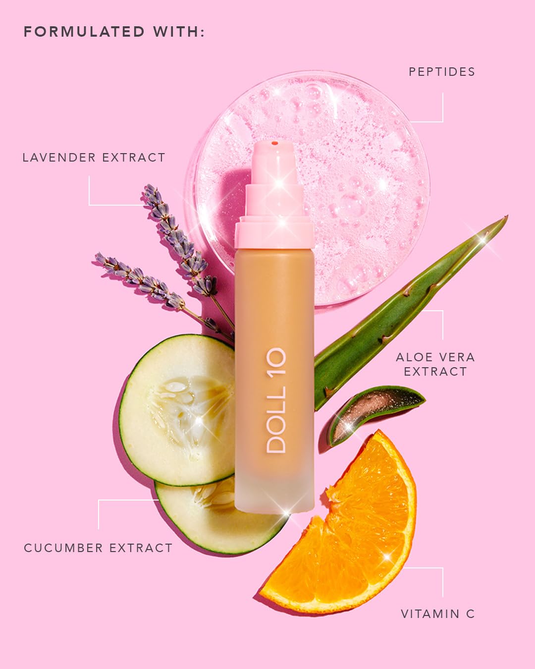 DOLL 10 T.C.E This Covers Everything Super Coverage Serum Makeup with Peptides (Fair, One Size) – packaging and label