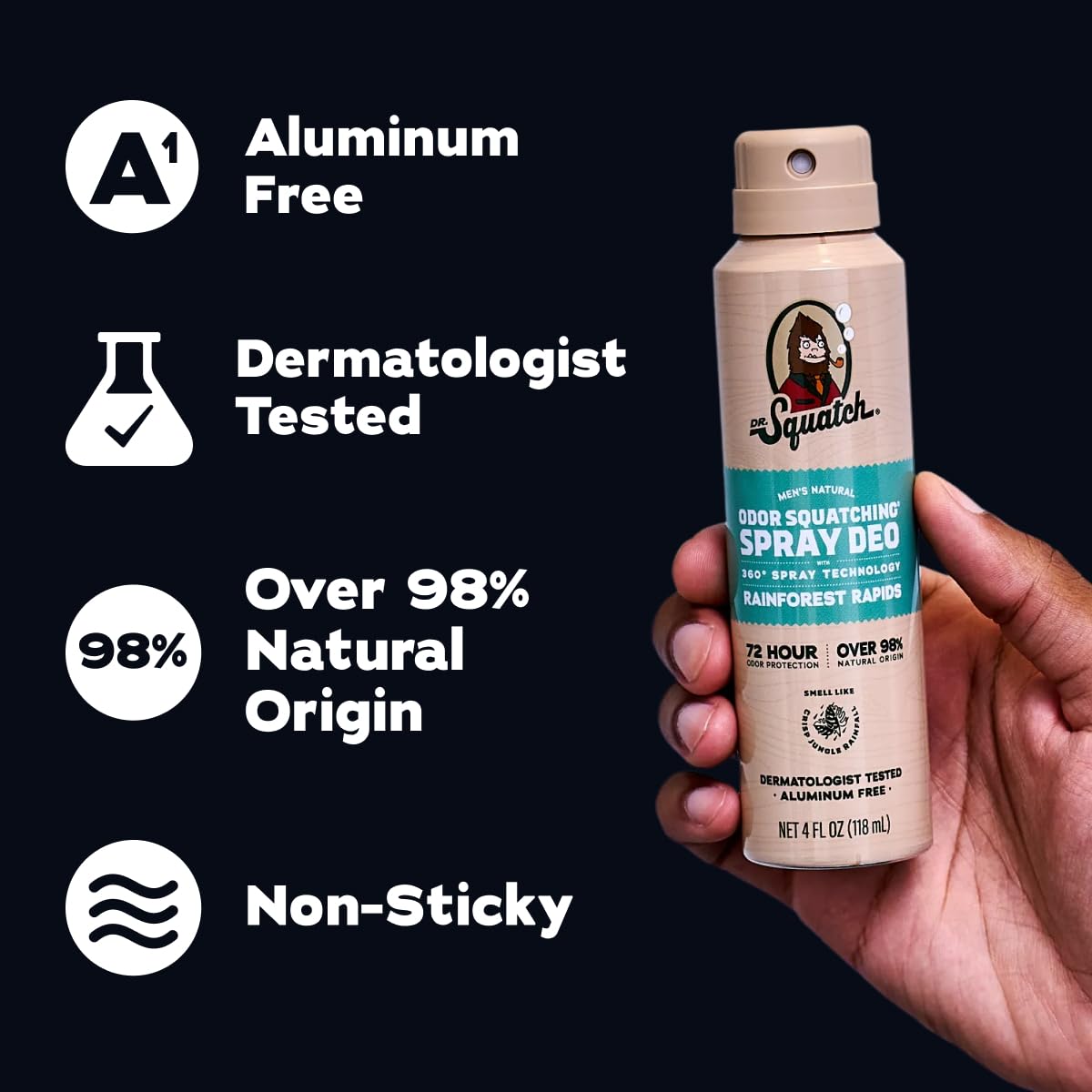 Dr. Squatch Spray Natural Deodorant Men, Aluminum Free (4oz, 2-Pack) – close-up detail